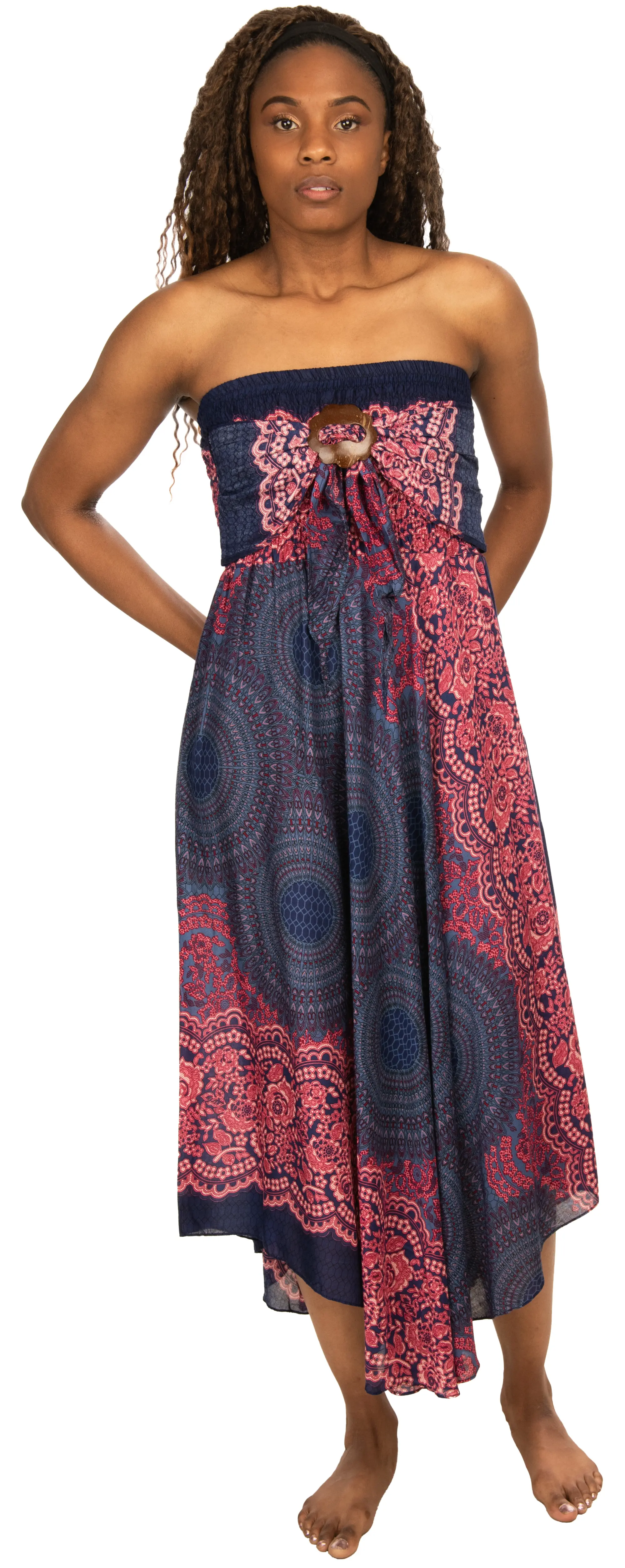 Convertible Print Dress / Skirt - Black White Multi - 3543B