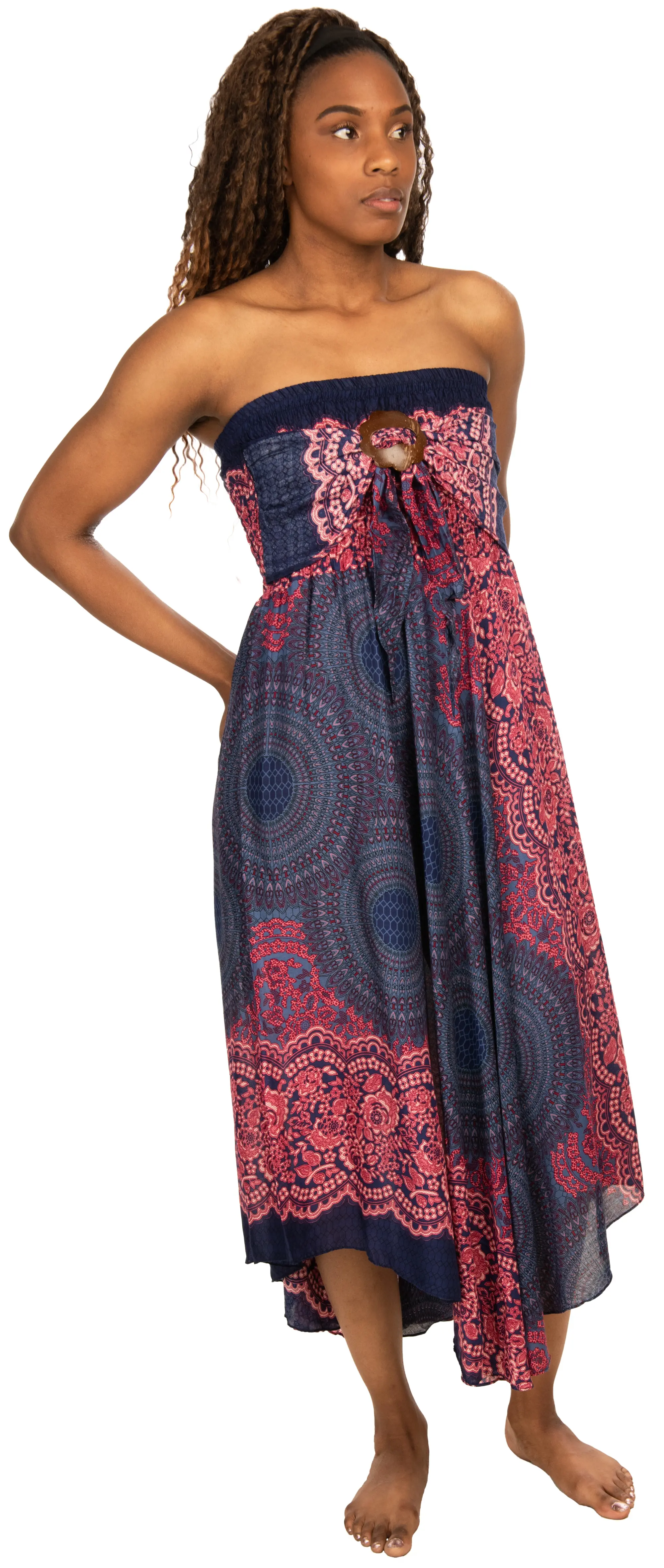 Convertible Print Dress / Skirt - Black White Multi - 3543B