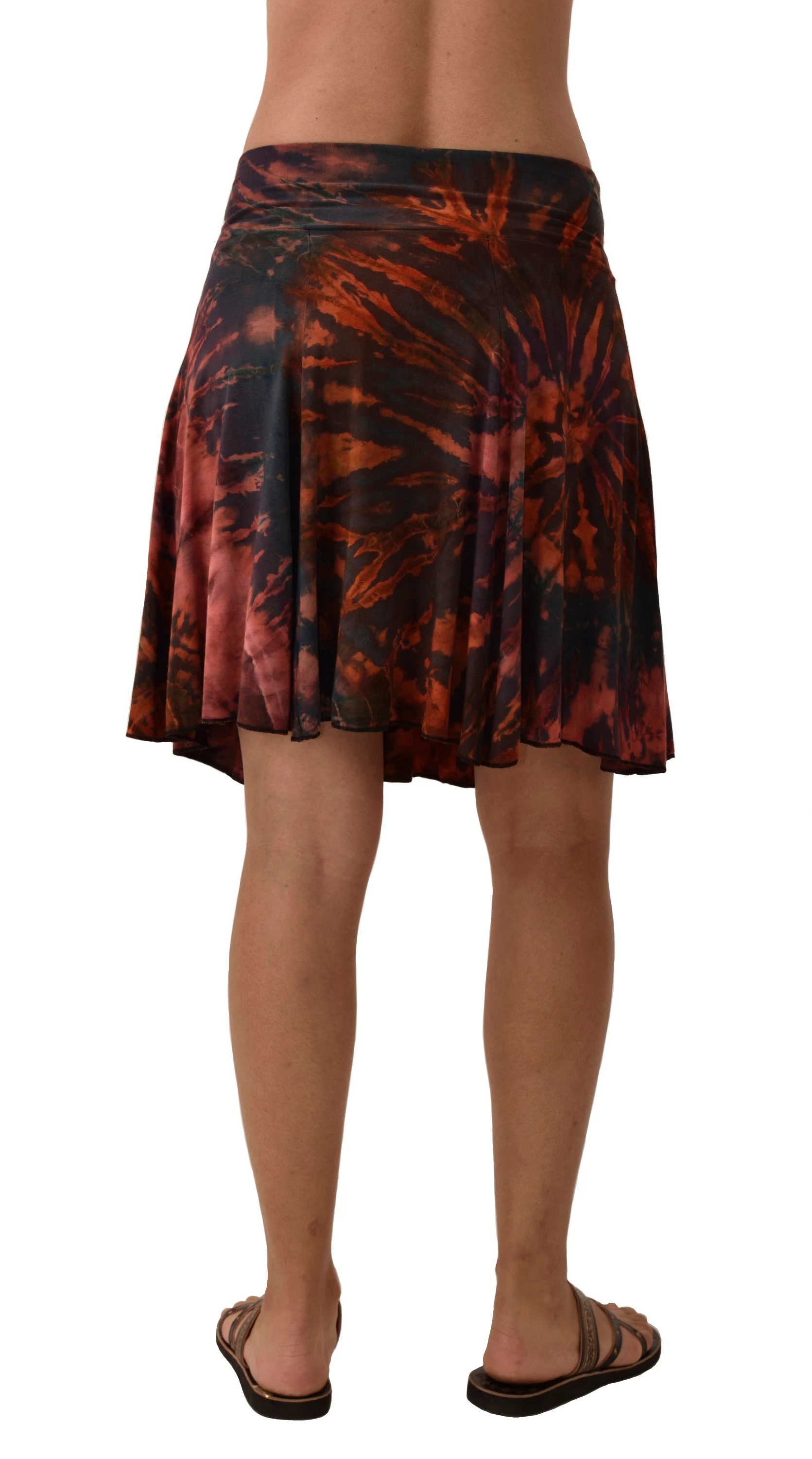 Skirt Short reverse Tie Dye Ikat style hand painted Thai Mudmee quality soft silky Rayon Spandex blended fabric Bohemian Chic Festival Skirt