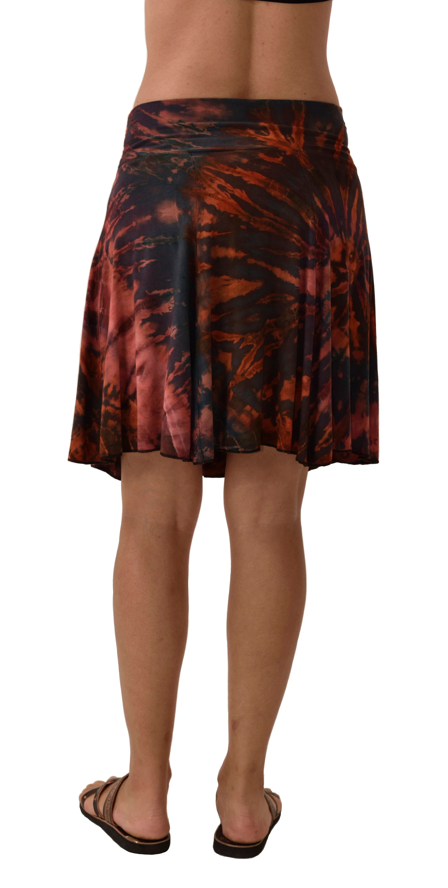 Skirt Short reverse Tie Dye Ikat style hand painted Thai Mudmee quality soft silky Rayon Spandex blended fabric Bohemian Chic Festival Skirt