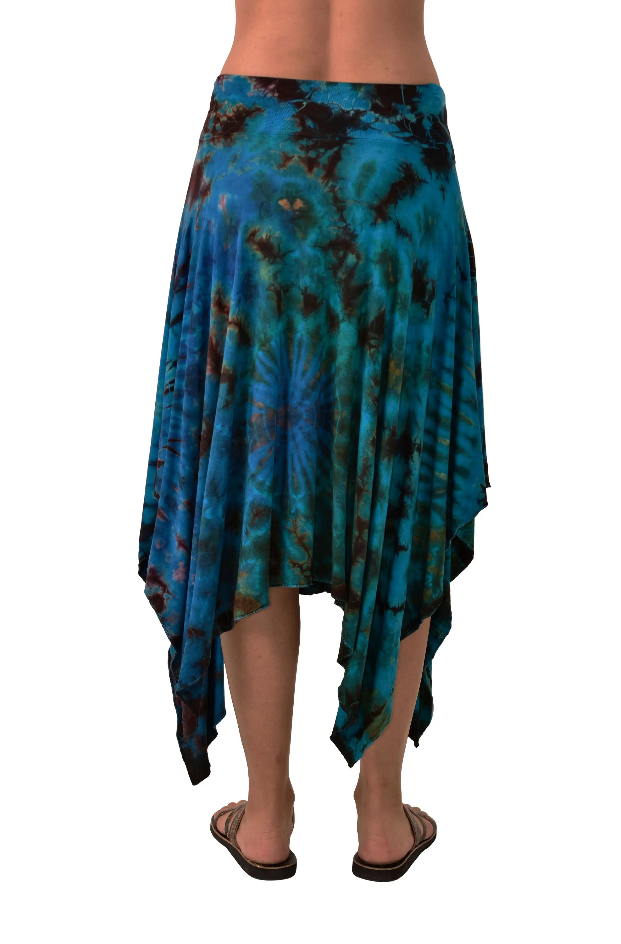 Skirt Fairy reverse Tie Dye Mudmee Ikat style hand Painted on high quality Rayon Spandex blended fabric Bohemian Chic Festival Skirt