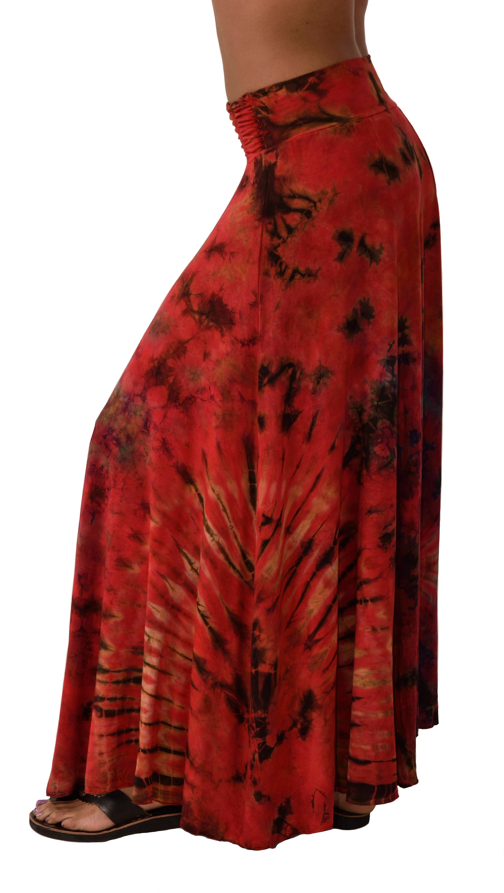 Skirt Maxi reverse Tie Dye Mudmee Ikat style hand Painted on quality Rayon Spandex blended fabric Bohemian Chic Festival Skirt