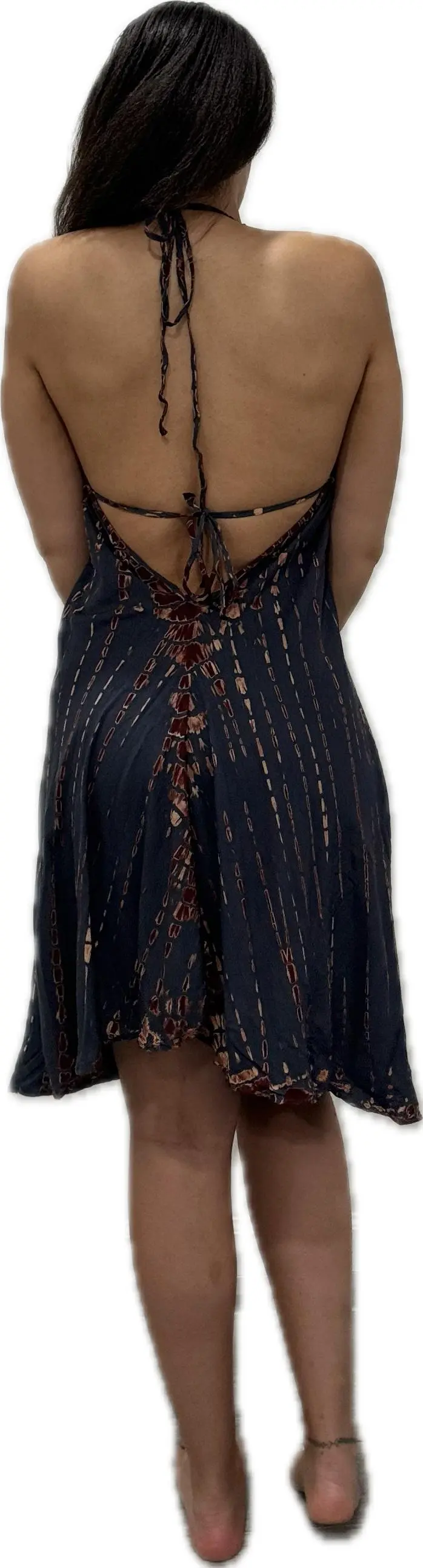 Dress v neck midi dress Drawstring-Detail Dress