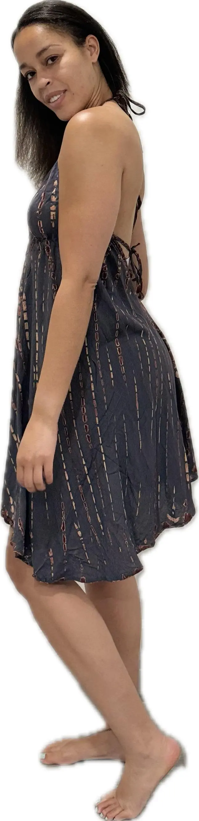Dress v neck midi dress Drawstring-Detail Dress