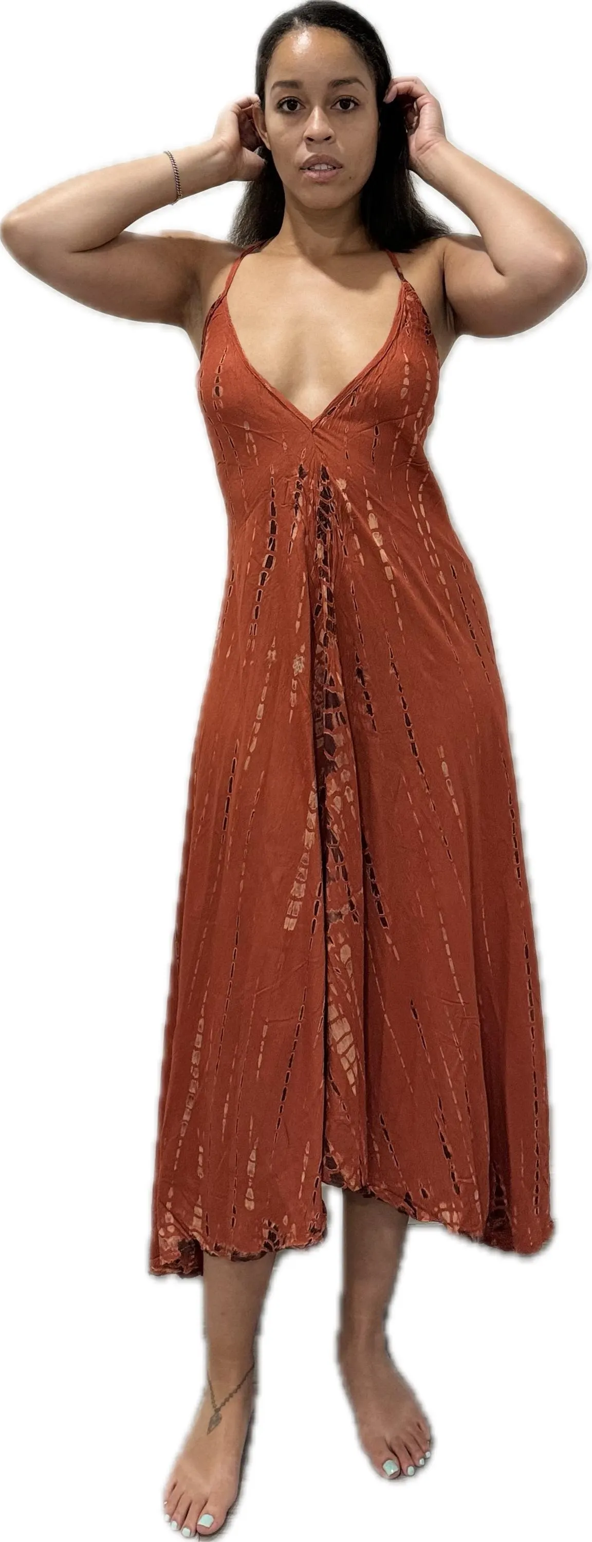 Dress v neck halter maxi dress Drawstring-Detail Dress