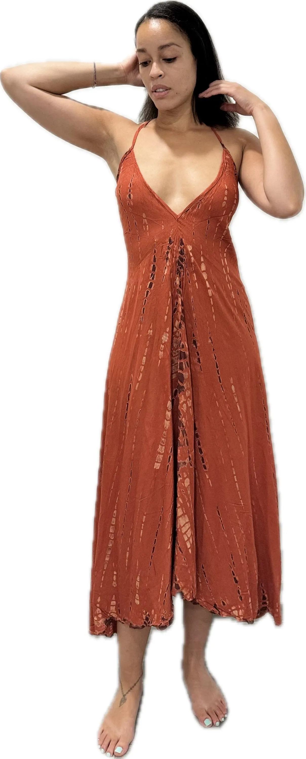 Dress v neck halter maxi dress Drawstring-Detail Dress