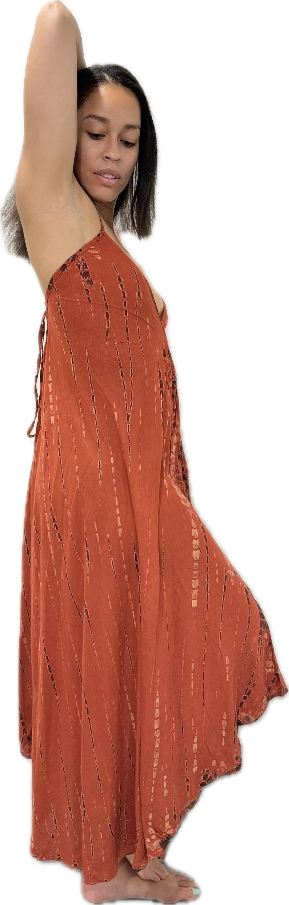 Dress v neck halter maxi dress Drawstring-Detail Dress