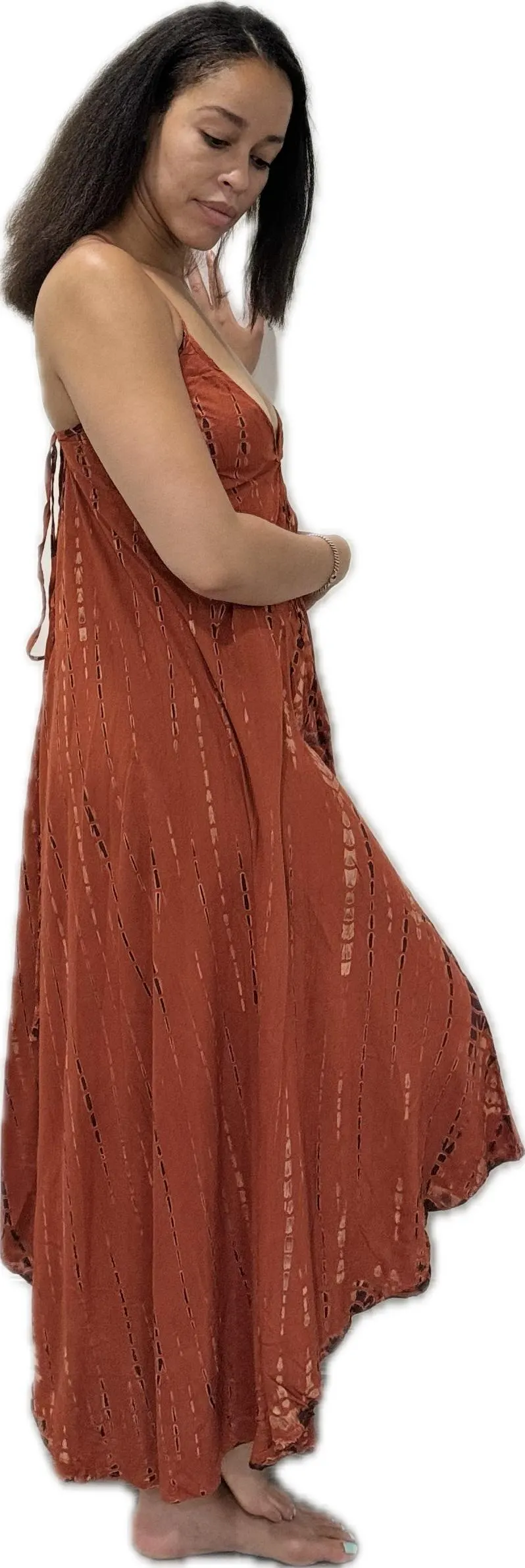 Dress v neck halter maxi dress Drawstring-Detail Dress