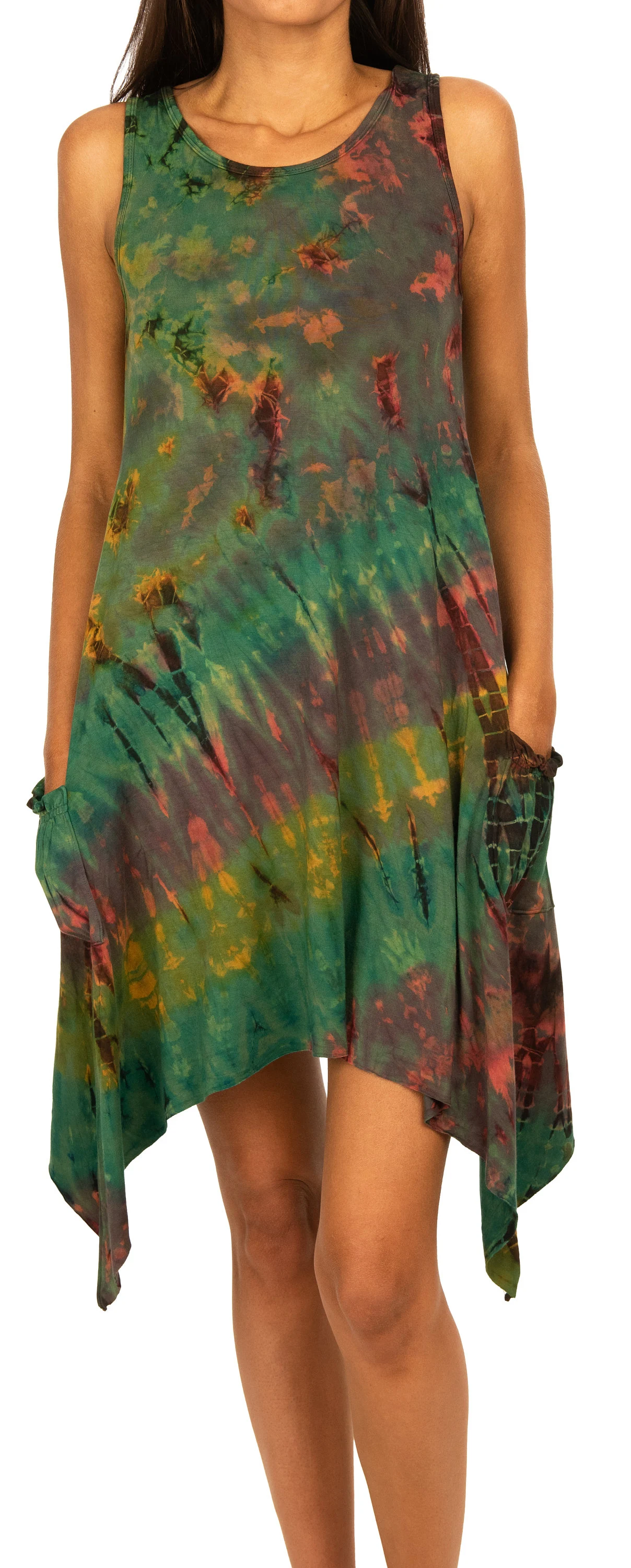 Tie Dye Pocket Sundress Reverse Tie Dye  tie dye dress Tie Dye Bohemian Dress Hippie Sundress Festival Sundress Spandex Sundress Boho Dress