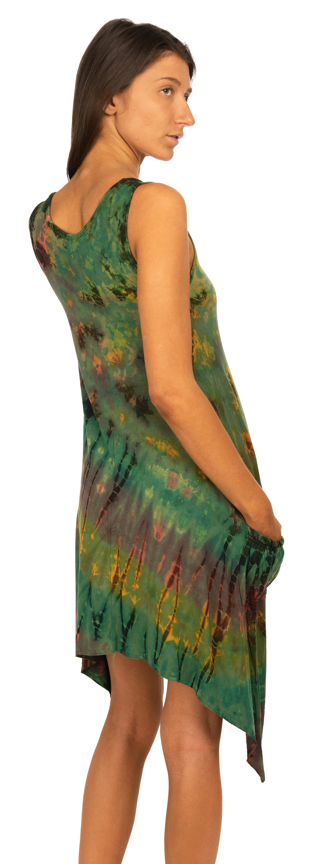 Tie Dye Pocket Sundress Reverse Tie Dye  tie dye dress Tie Dye Bohemian Dress Hippie Sundress Festival Sundress Spandex Sundress Boho Dress