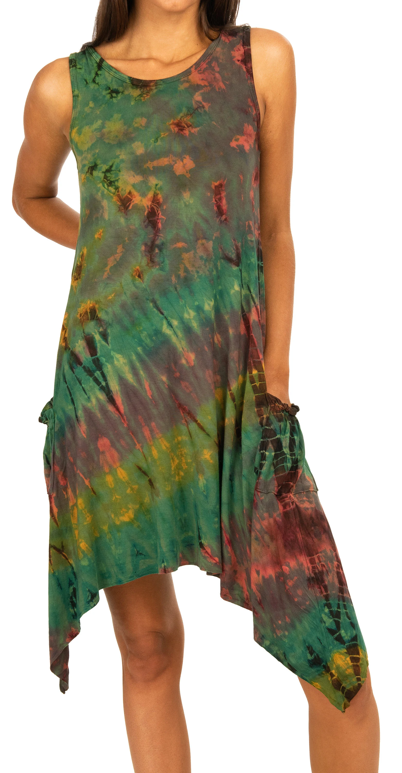 Tie Dye Pocket Sundress Reverse Tie Dye  tie dye dress Tie Dye Bohemian Dress Hippie Sundress Festival Sundress Spandex Sundress Boho Dress