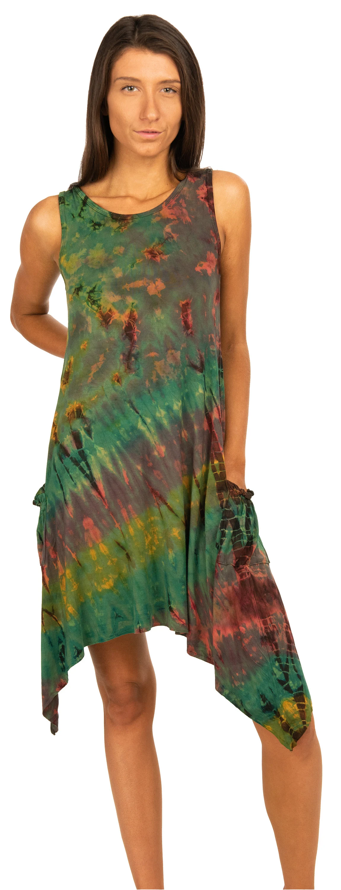Tie Dye Pocket Sundress Reverse Tie Dye  tie dye dress Tie Dye Bohemian Dress Hippie Sundress Festival Sundress Spandex Sundress Boho Dress