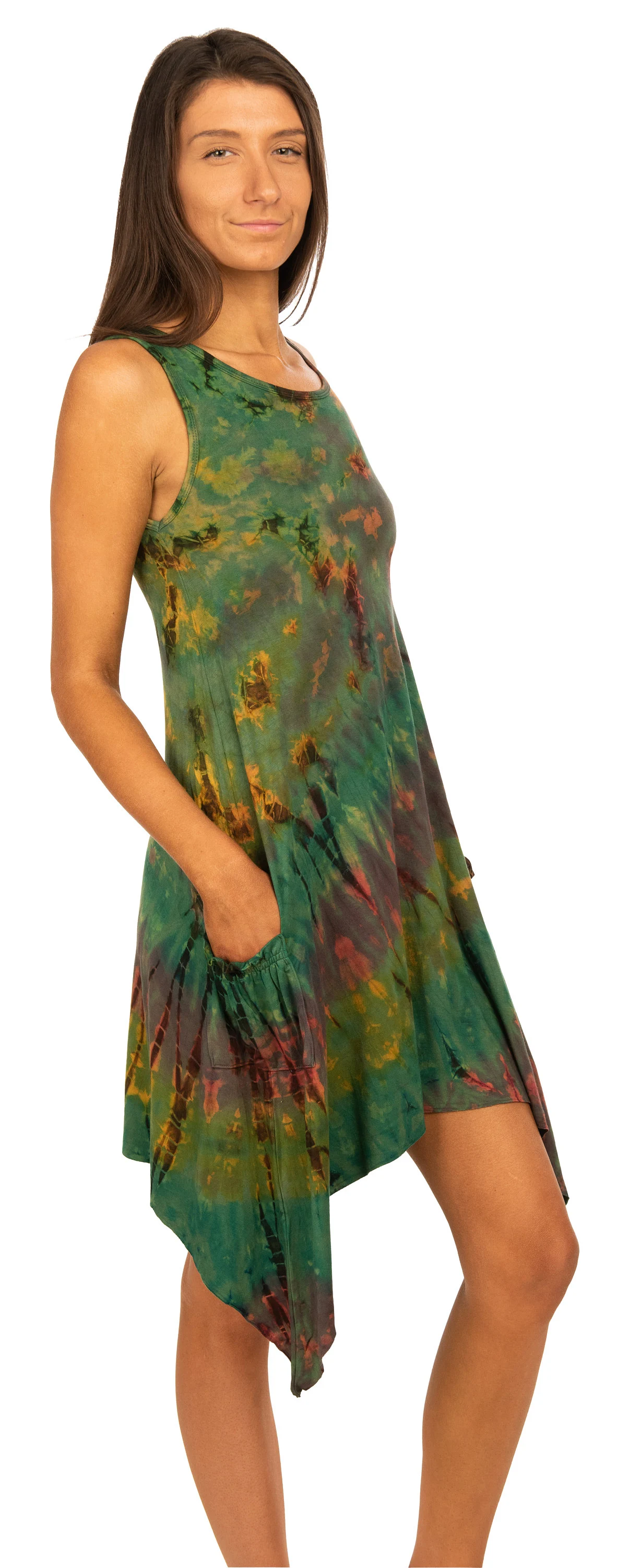 Tie Dye Pocket Sundress Reverse Tie Dye  tie dye dress Tie Dye Bohemian Dress Hippie Sundress Festival Sundress Spandex Sundress Boho Dress