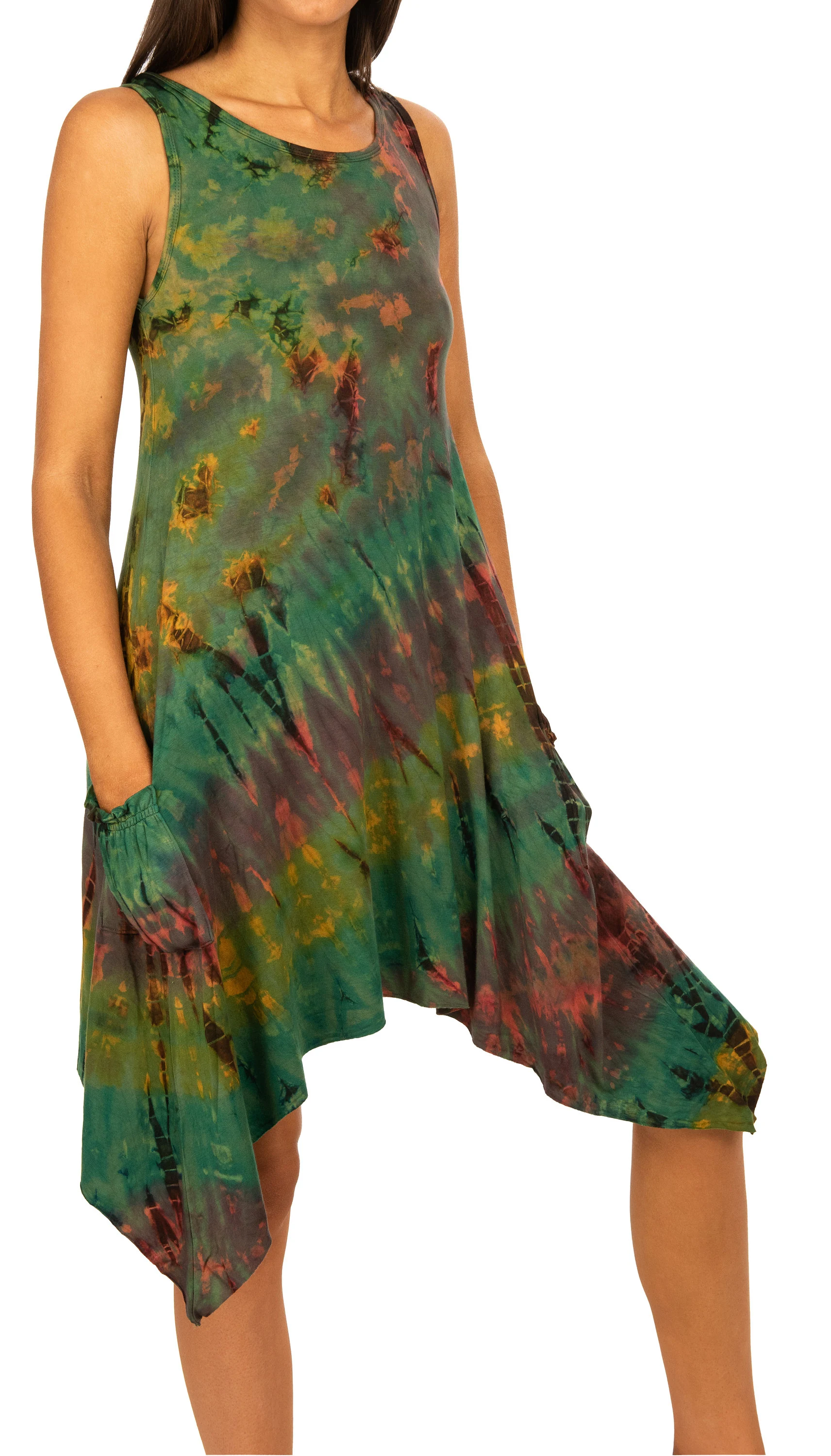 Tie Dye Pocket Sundress Reverse Tie Dye  tie dye dress Tie Dye Bohemian Dress Hippie Sundress Festival Sundress Spandex Sundress Boho Dress