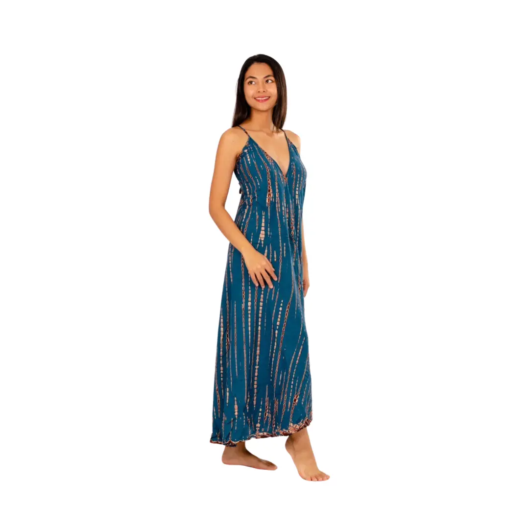 Dress v neck halter maxi dress Drawstring-Detail Dress