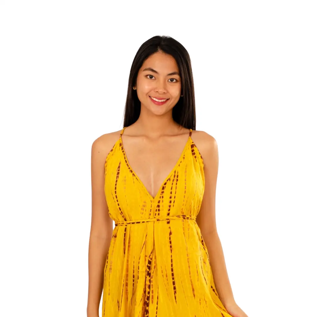 Dress v neck halter maxi dress Drawstring-Detail Dress