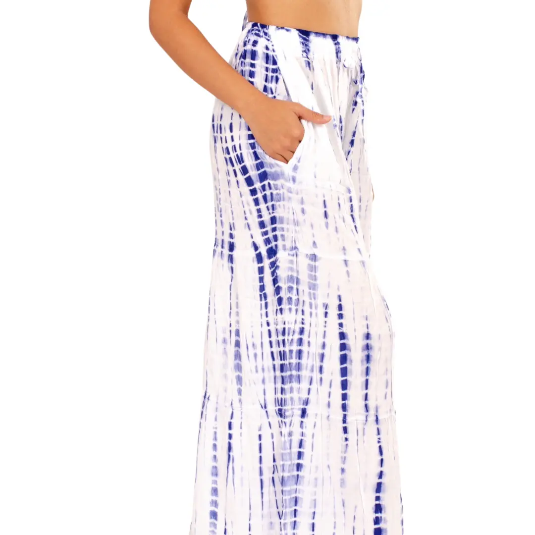 Tie Dye Wide Leg Rayon Pants: Boho Hippie Festival Style