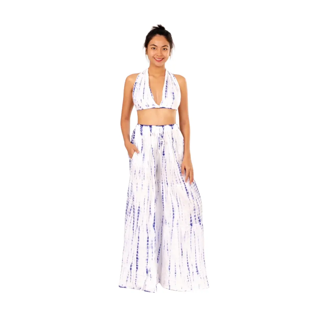 Tie Dye Wide Leg Rayon Pants: Boho Hippie Festival Style