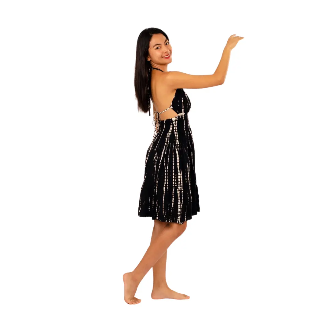 Boho Chic Black dress Halter neck with adjustable straps