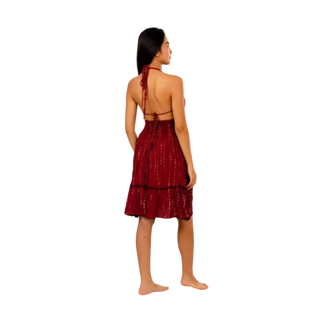 Boho Chic Red dress Halter neck with adjustable straps