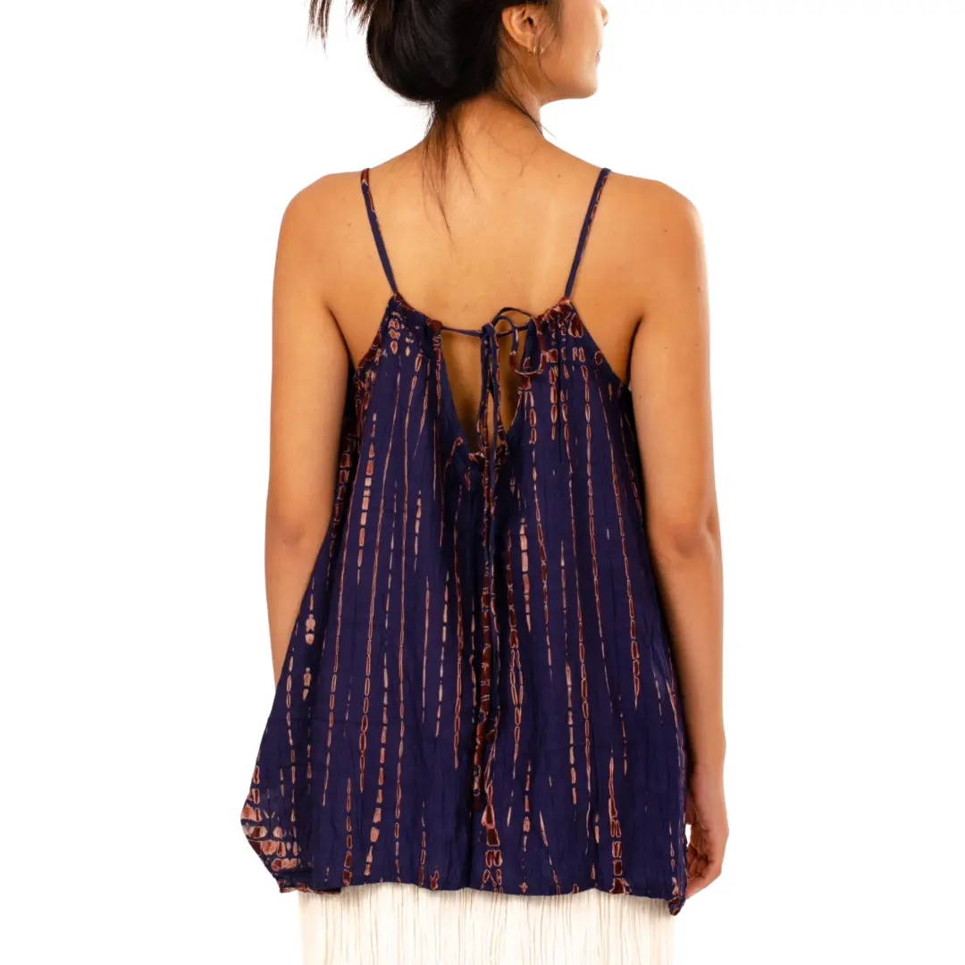 Hand-Painted Tie-Dye Rayon Boho Top: Flowy Hippie Chic Blue top