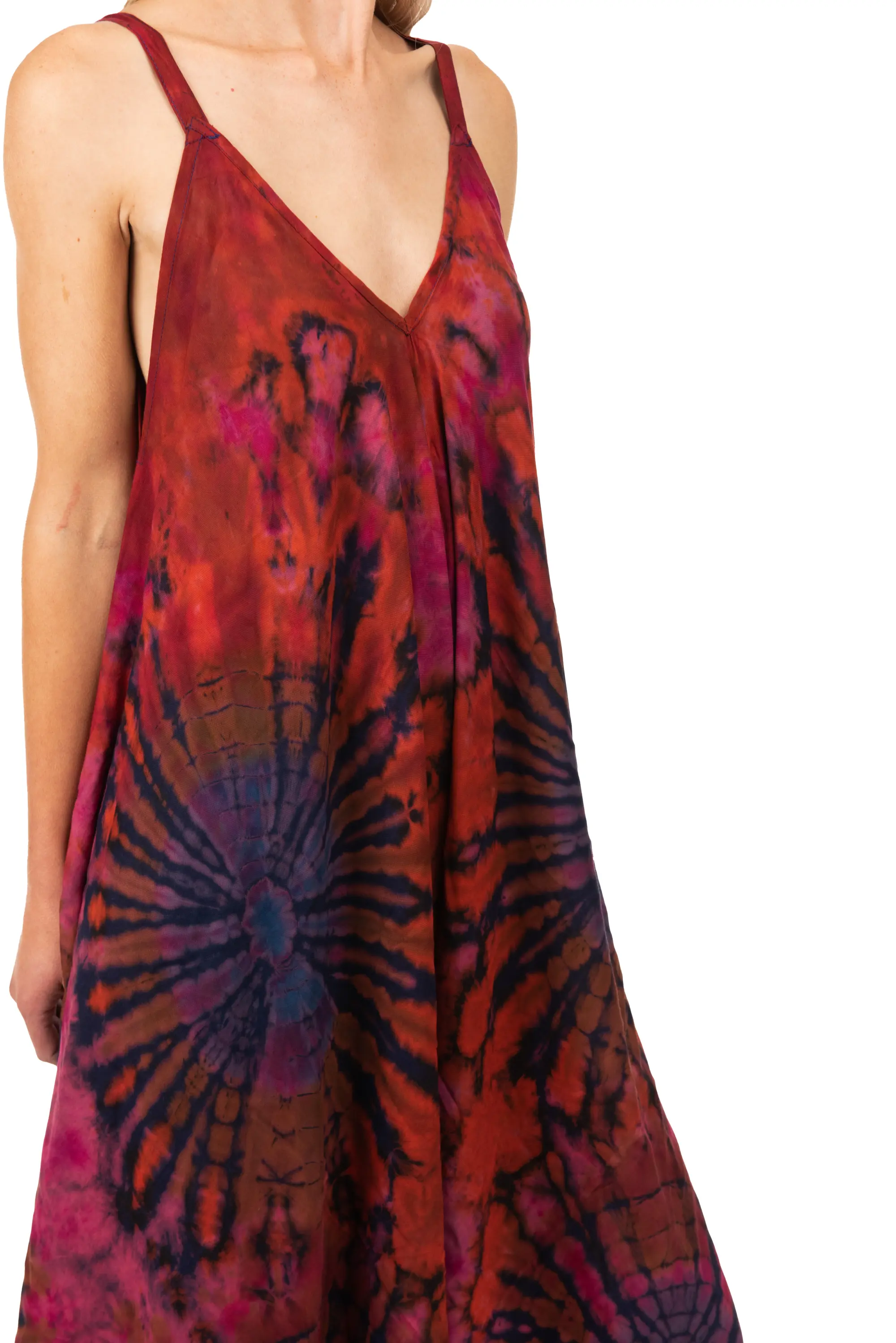 Tie Dye Rayon Overalls: Bohemian Hippie Jumpsuit