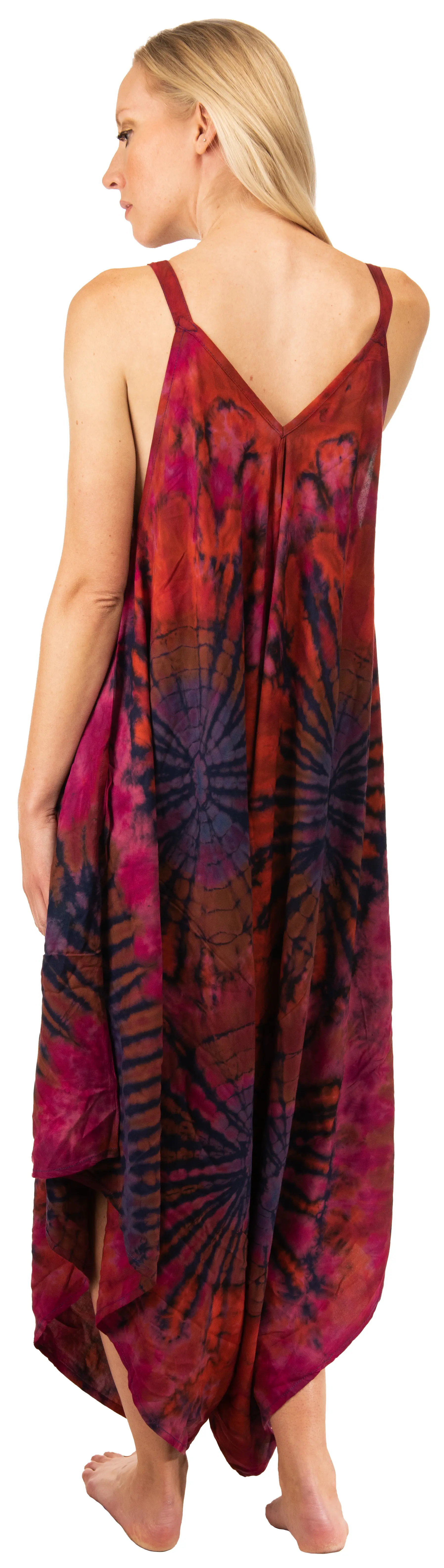 Tie Dye Rayon Overalls: Bohemian Hippie Jumpsuit