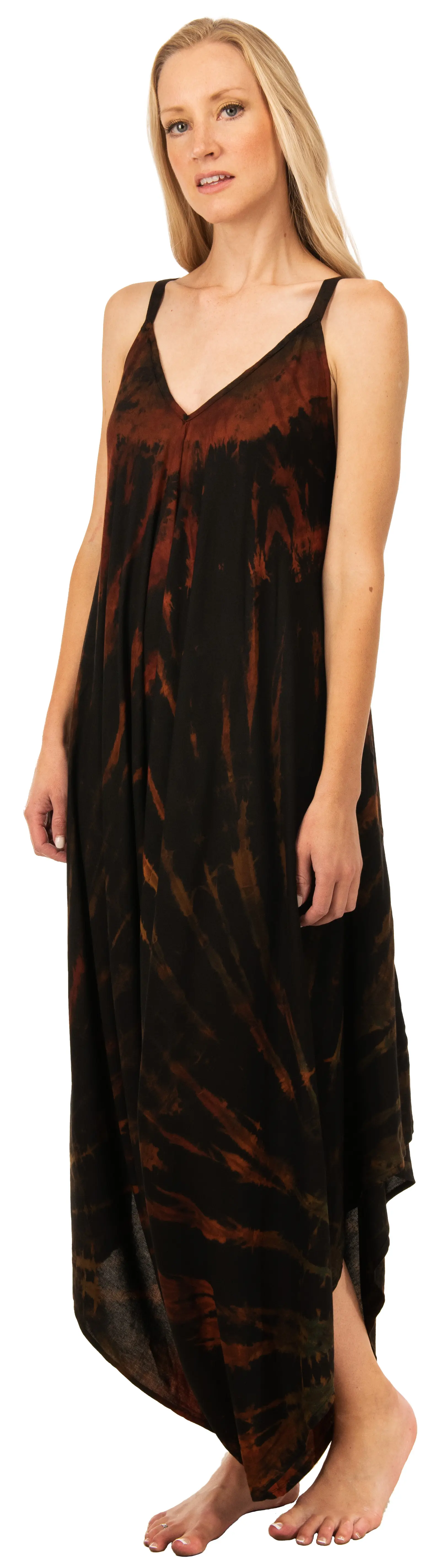 Tie Dye Rayon Overalls: Bohemian Hippie Jumpsuit