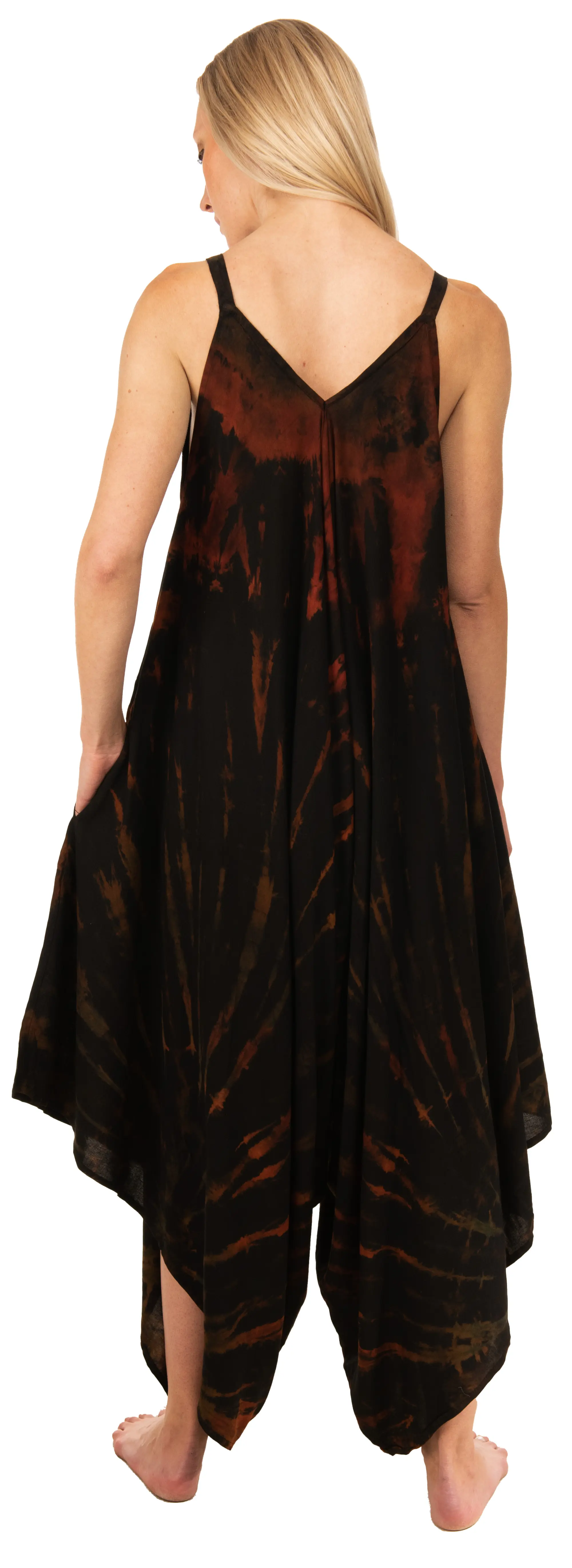 Tie Dye Rayon Overalls: Bohemian Hippie Jumpsuit