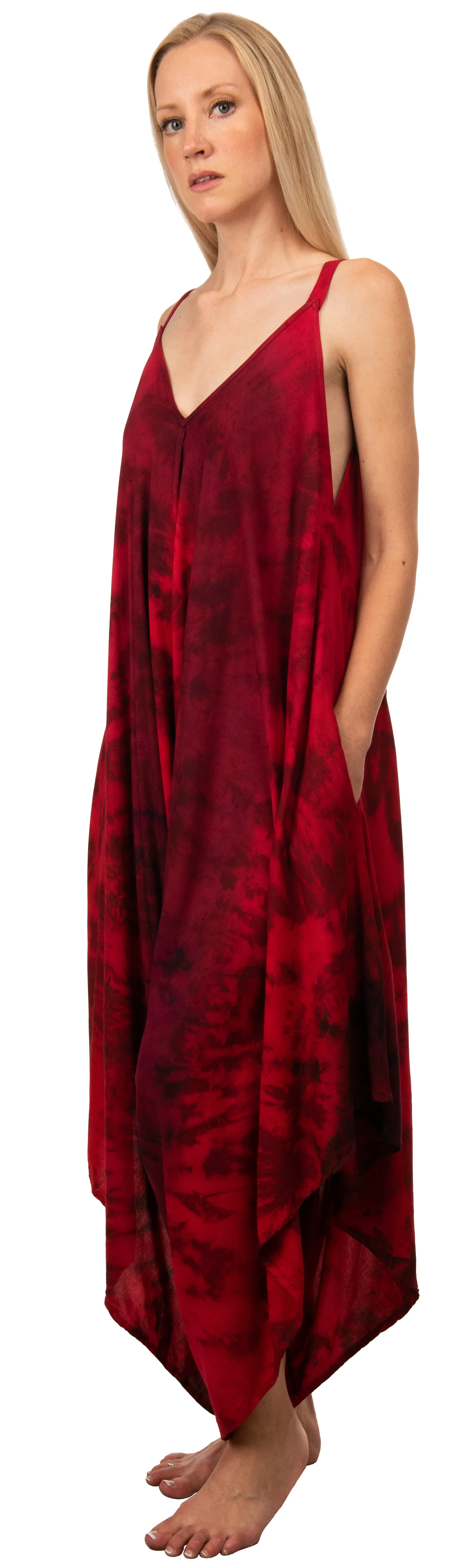Tie Dye Rayon Overalls: Bohemian Hippie Jumpsuit