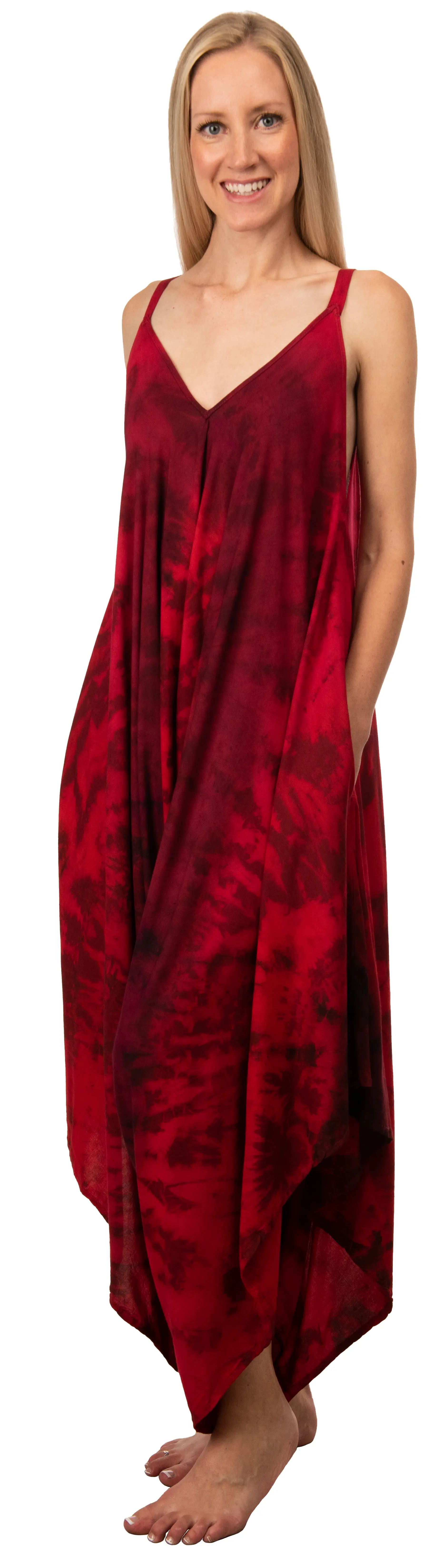 Tie Dye Rayon Overalls: Bohemian Hippie Jumpsuit