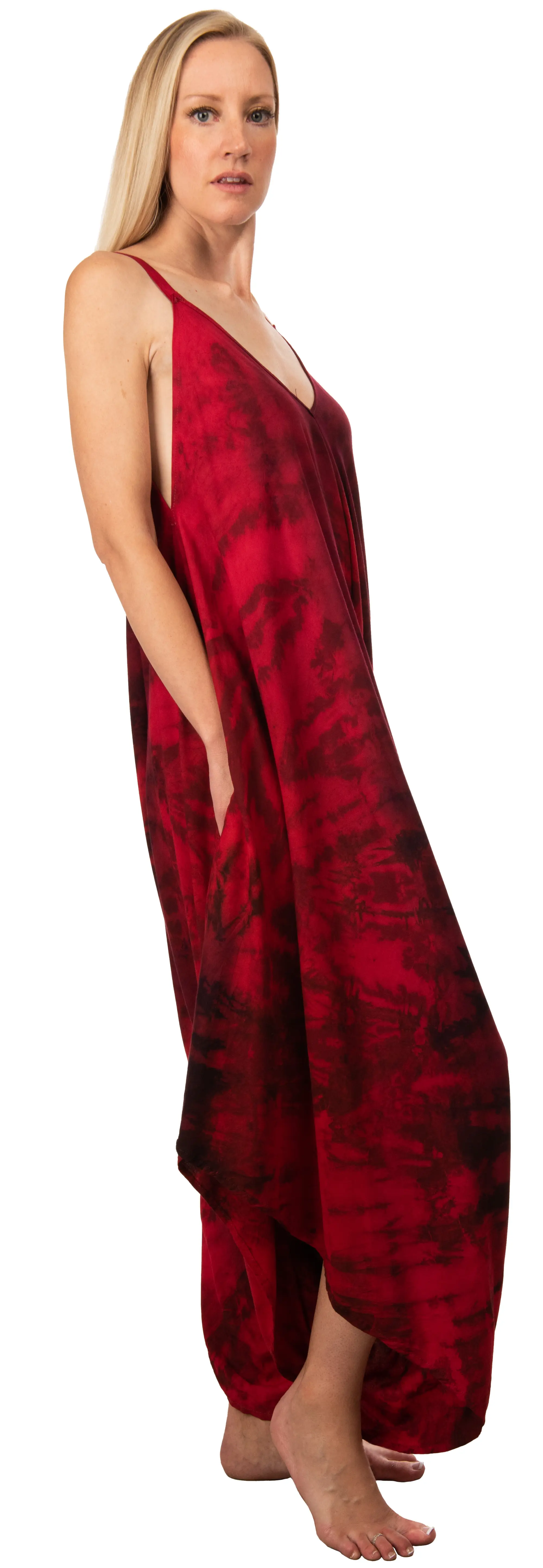 Tie Dye Rayon Overalls: Bohemian Hippie Jumpsuit