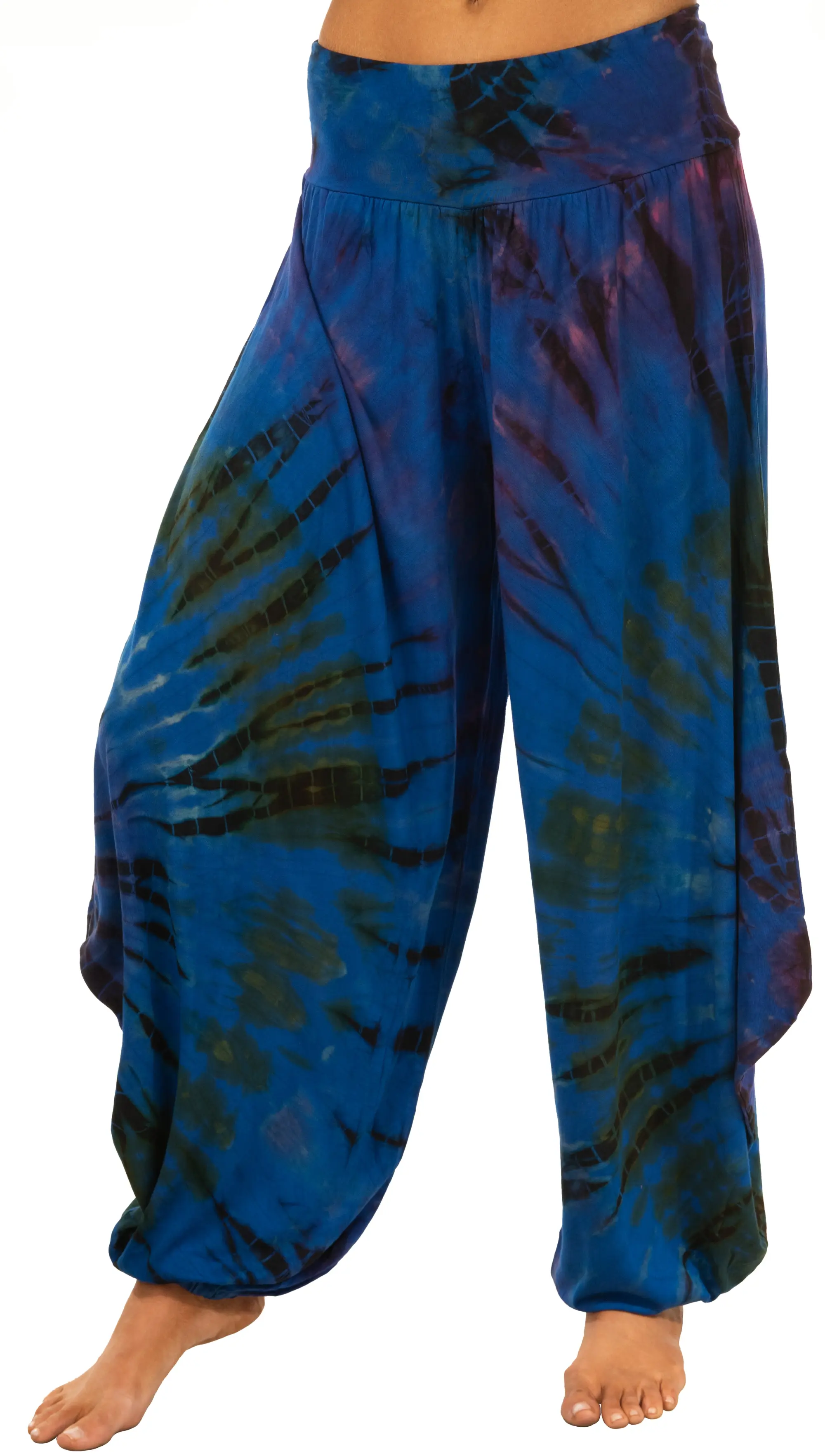 Tie Dye Wide Leg Rayon Pants: Boho Hippie Festival Style