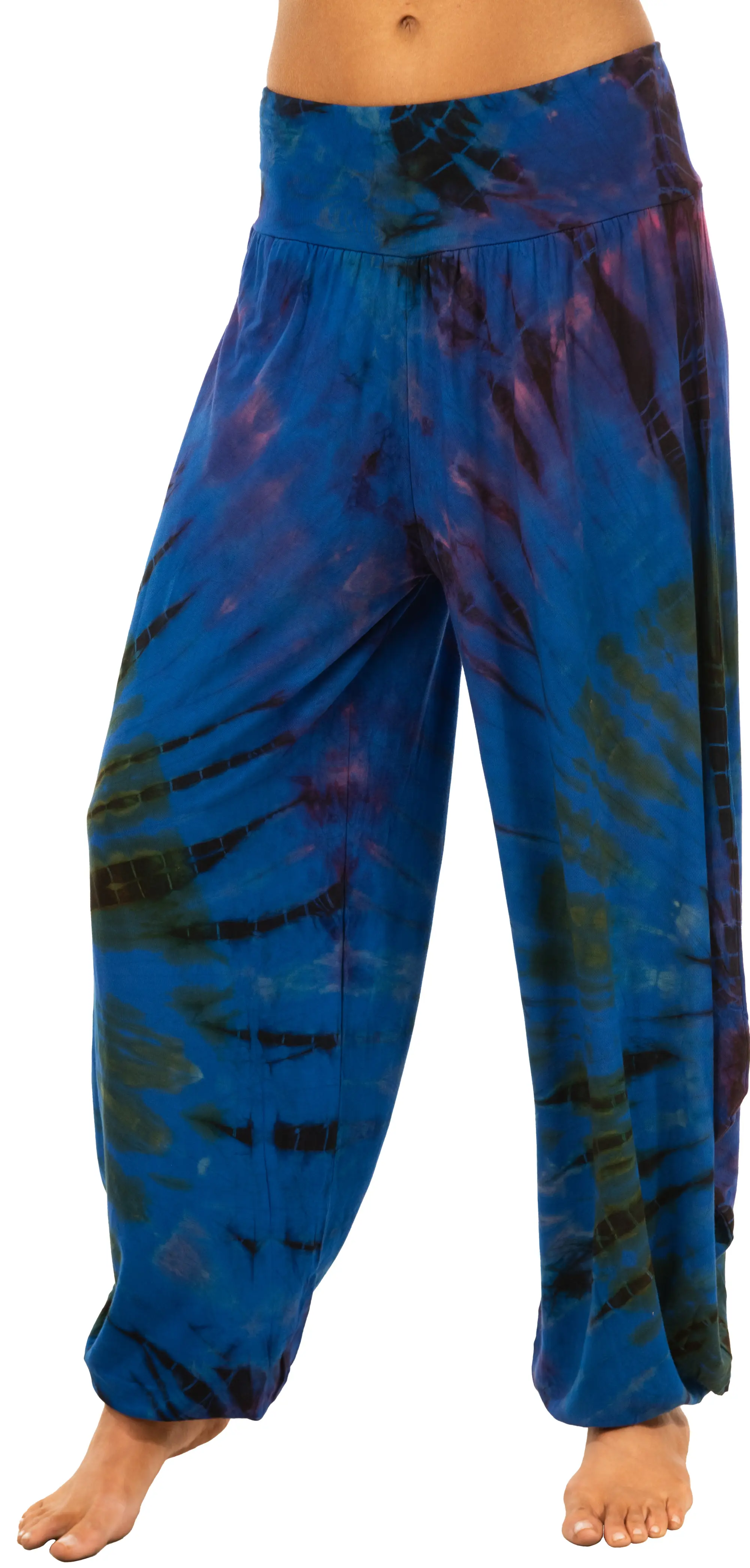 Tie Dye Wide Leg Rayon Pants: Boho Hippie Festival Style