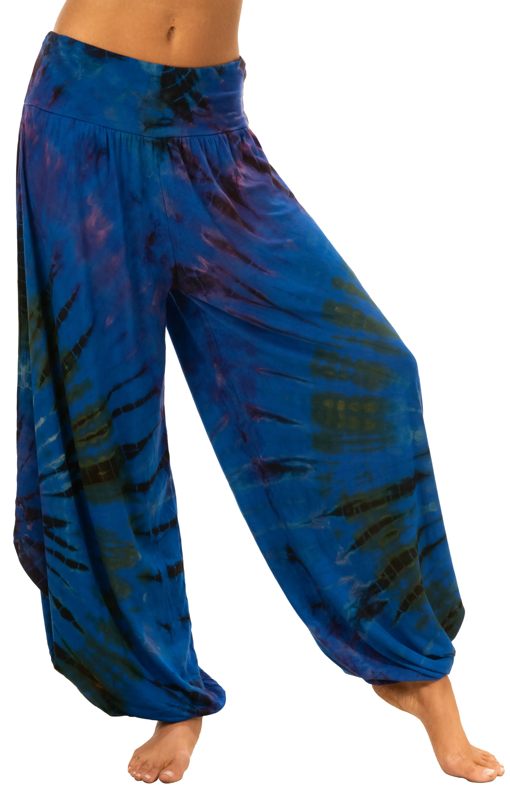 Tie Dye Wide Leg Rayon Pants: Boho Hippie Festival Style
