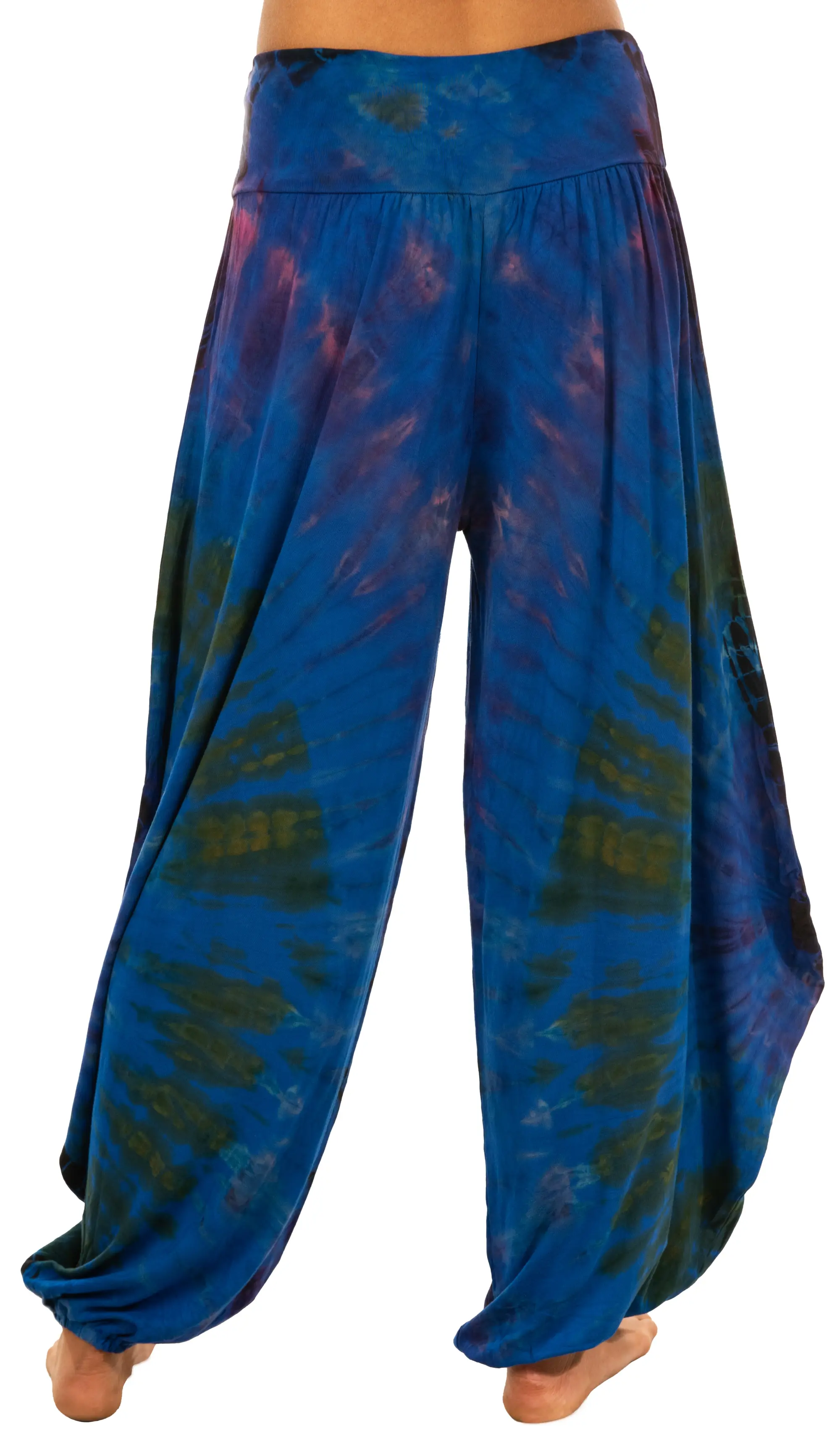 Tie Dye Wide Leg Rayon Pants: Boho Hippie Festival Style