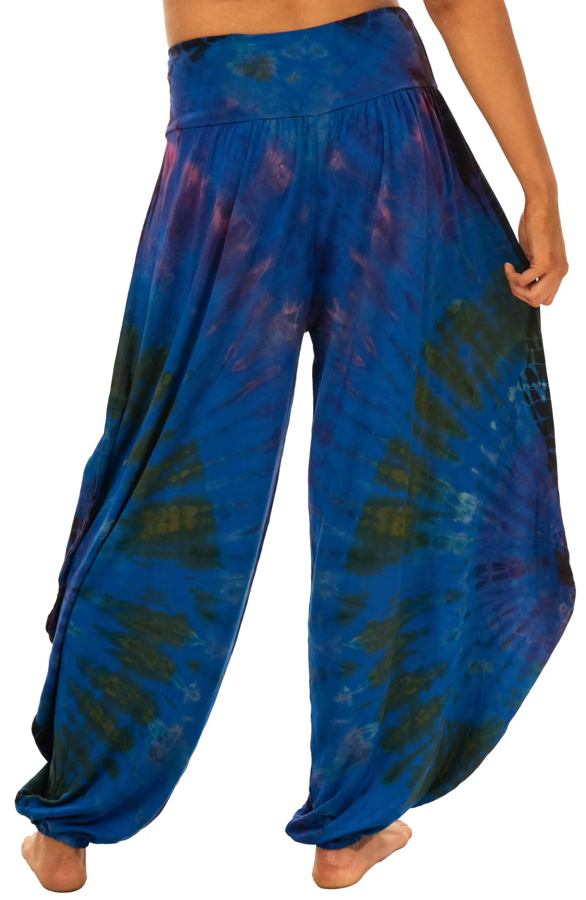 Tie Dye Wide Leg Rayon Pants: Boho Hippie Festival Style