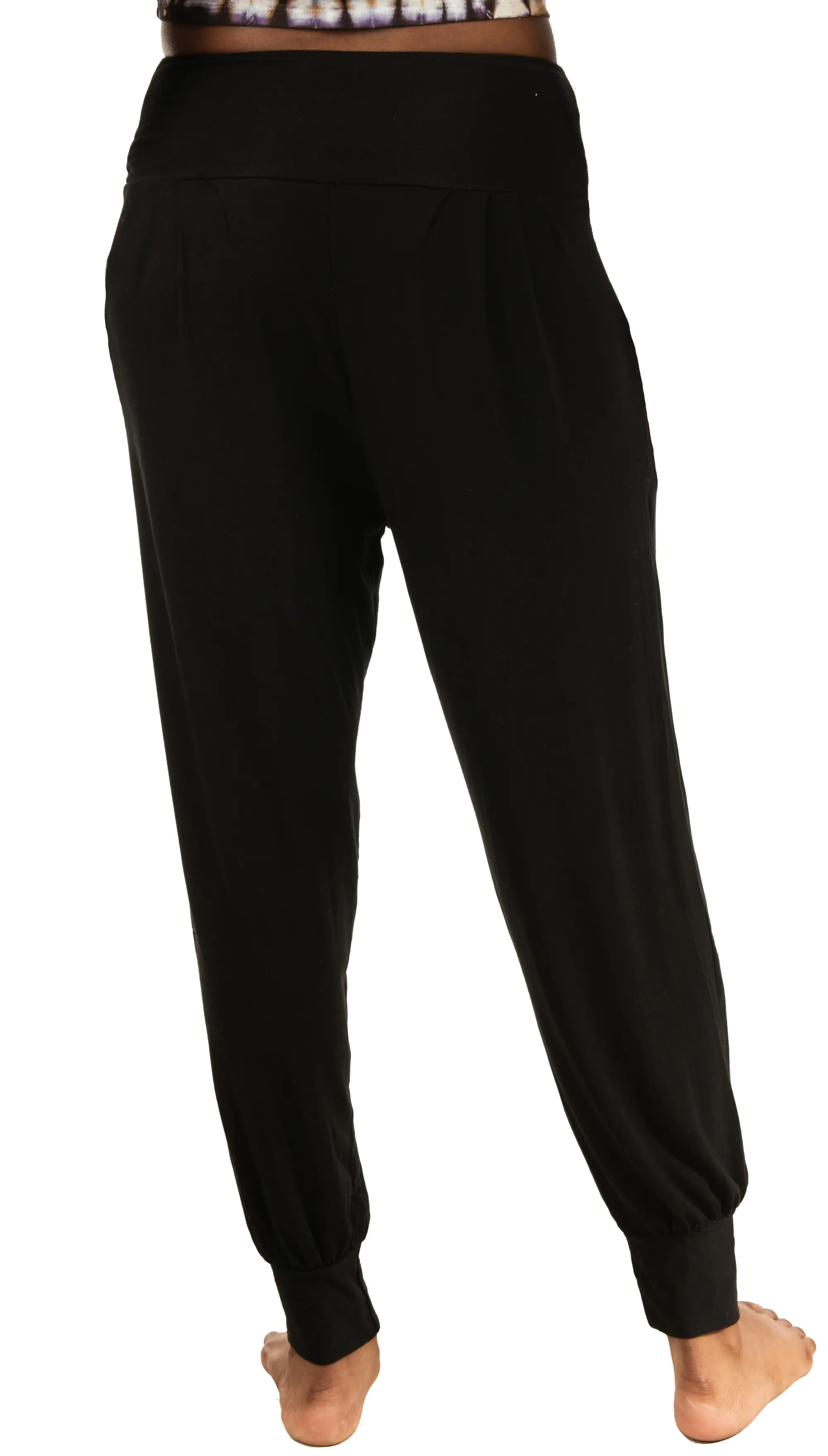 Solid Color  Harem Pants with Pleat /Pockets-Black