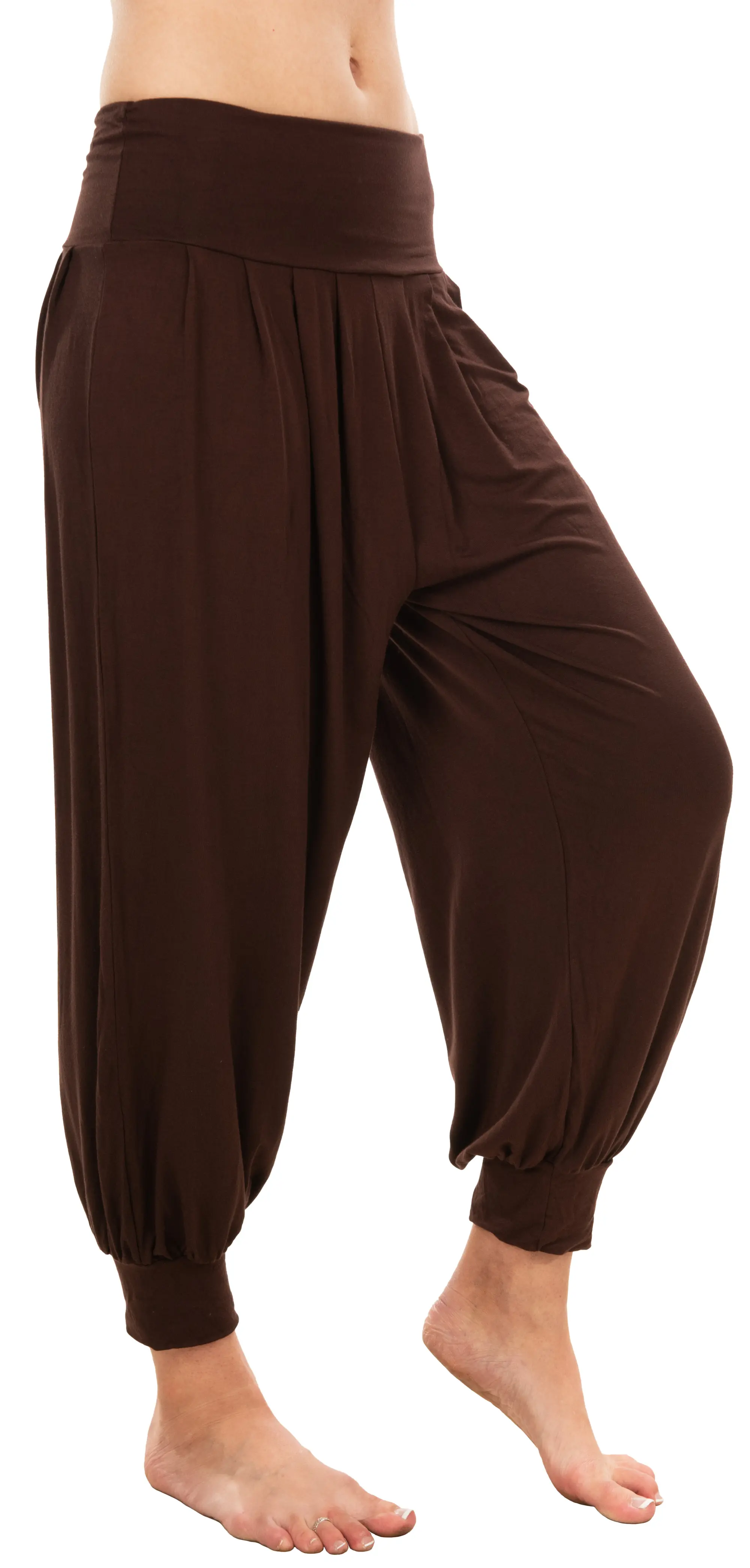 Solid Color  Harem Pants with Pleat /Pockets-Black