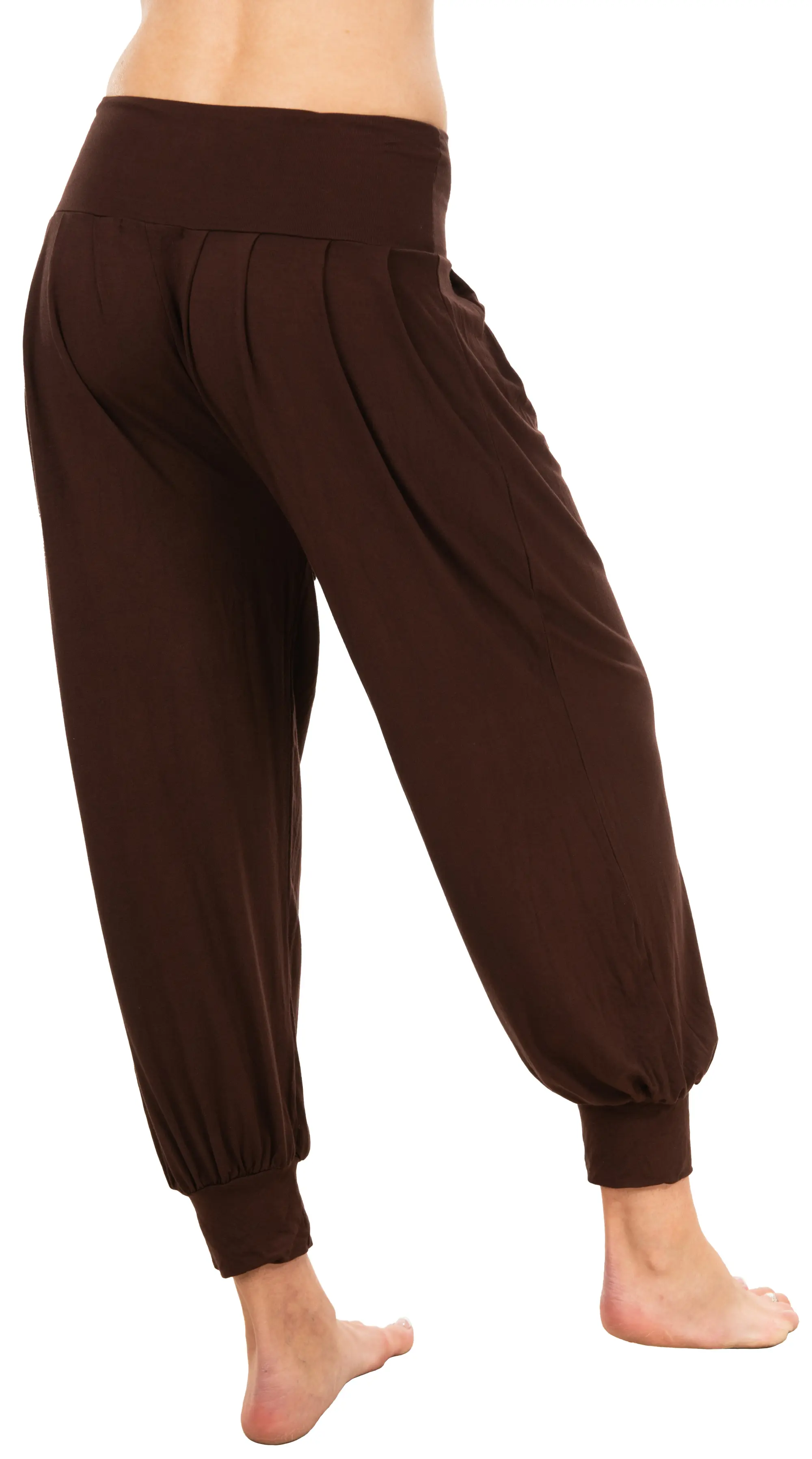 Solid Color  Harem Pants with Pleat /Pockets-Black