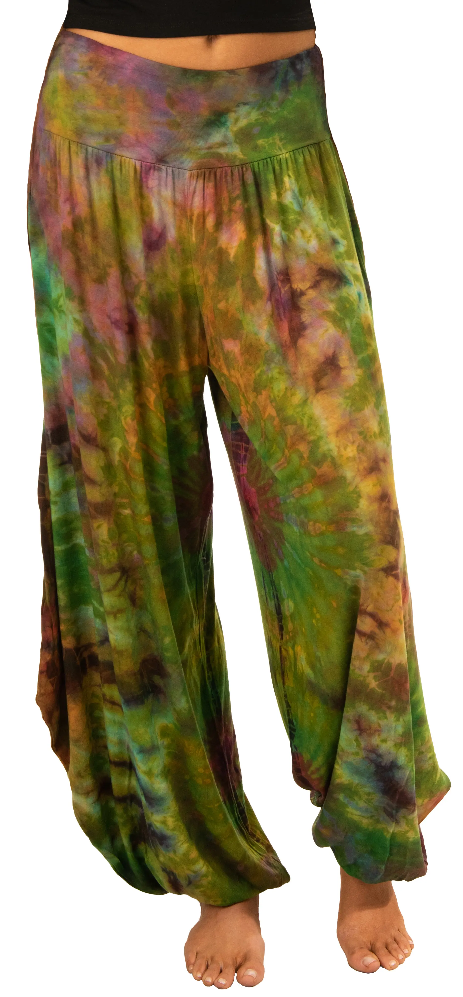 Tie Dye Wide Leg Rayon Pants: Boho Hippie Festival Style