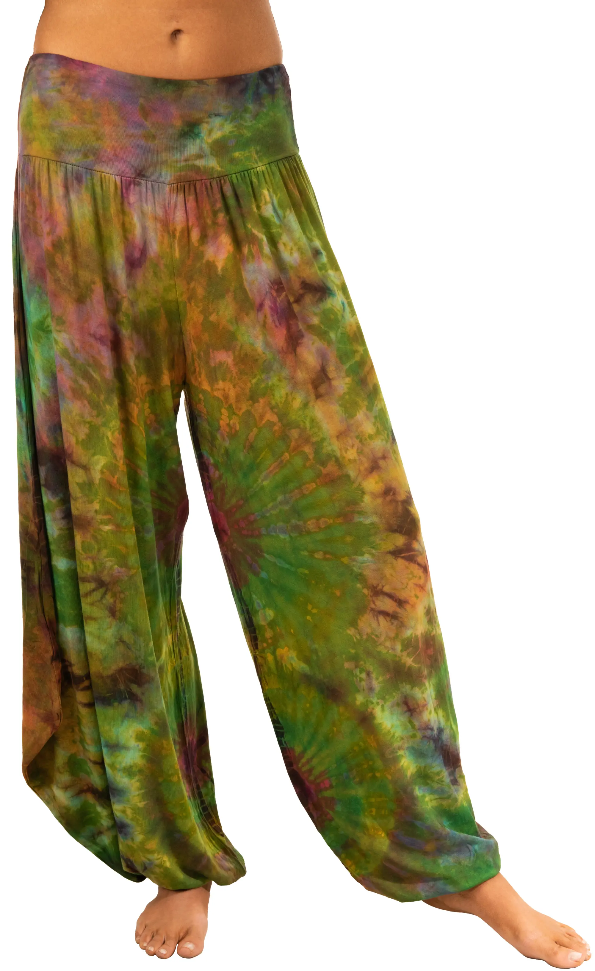 Tie Dye Wide Leg Rayon Pants: Boho Hippie Festival Style