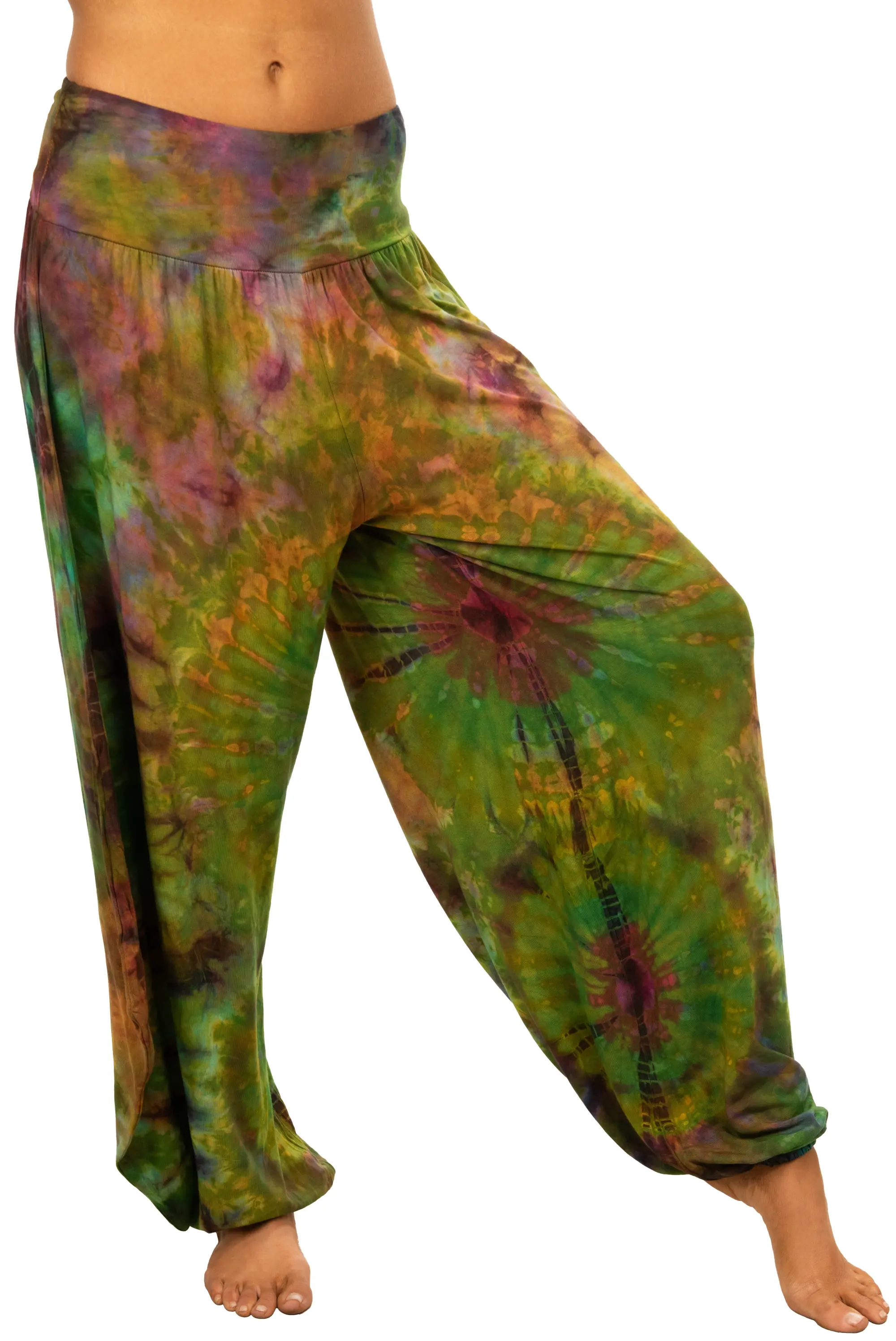 Tie Dye Wide Leg Rayon Pants: Boho Hippie Festival Style