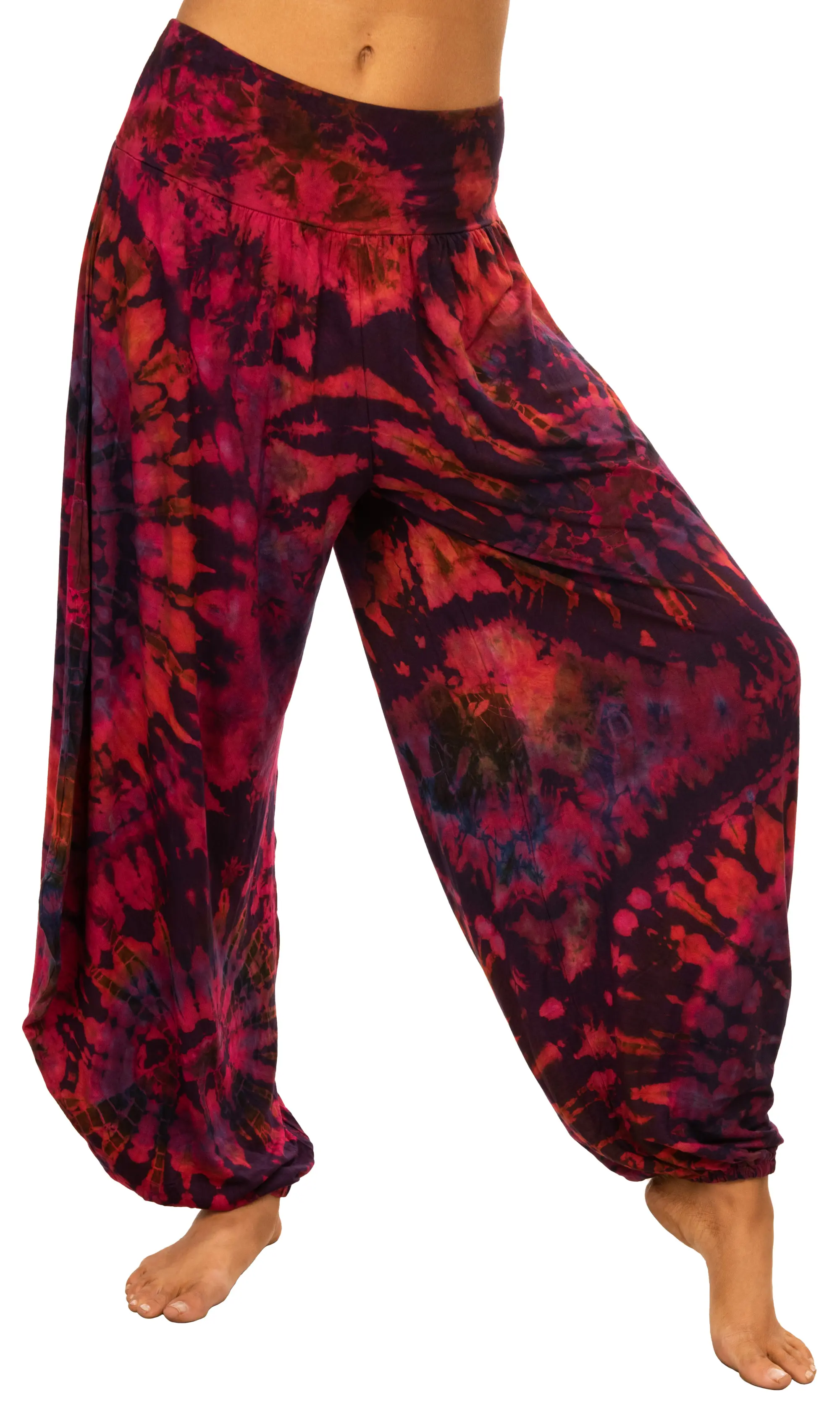 Tie Dye Wide Leg Rayon Pants: Boho Hippie Festival Style