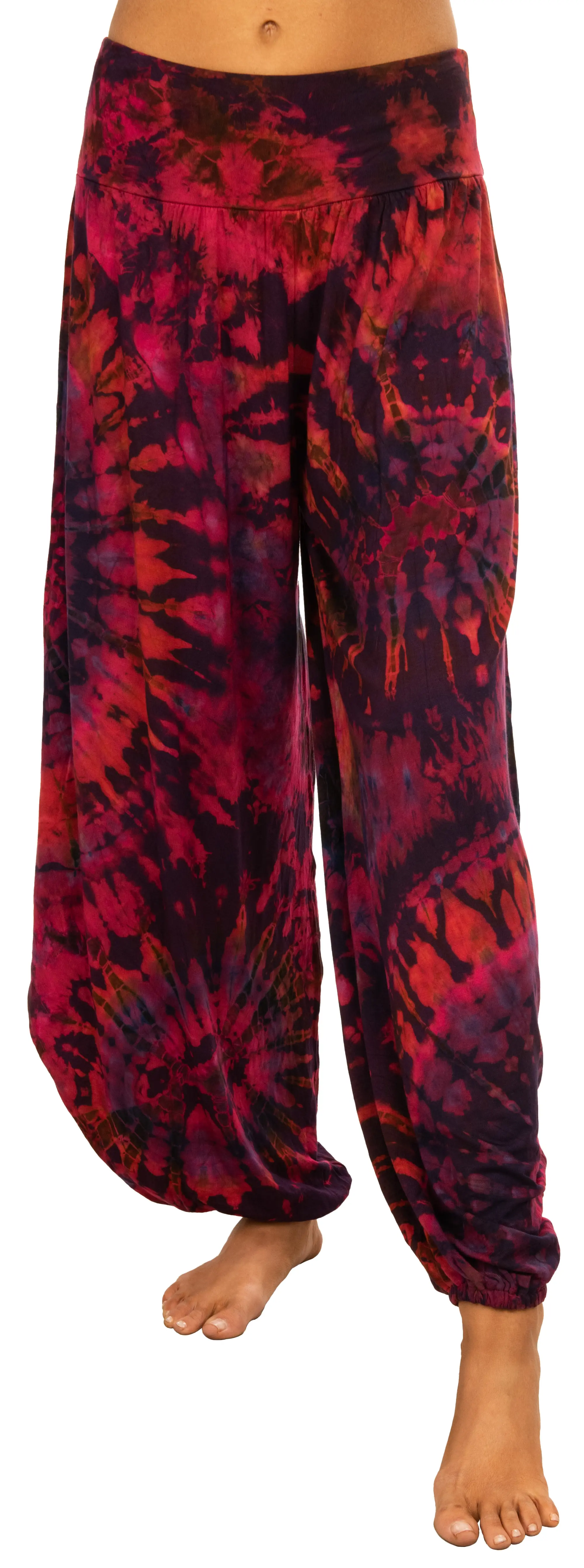 Tie Dye Wide Leg Rayon Pants: Boho Hippie Festival Style