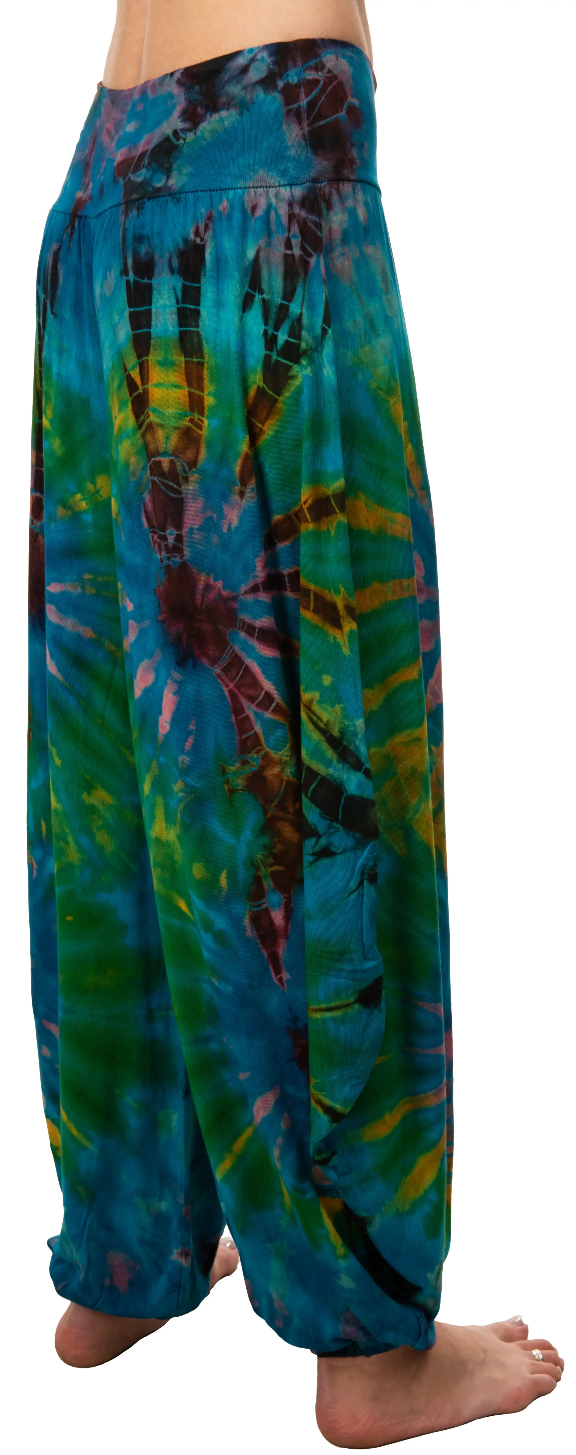 Tie Dye Wide Leg Rayon Pants: Boho Hippie Festival Style