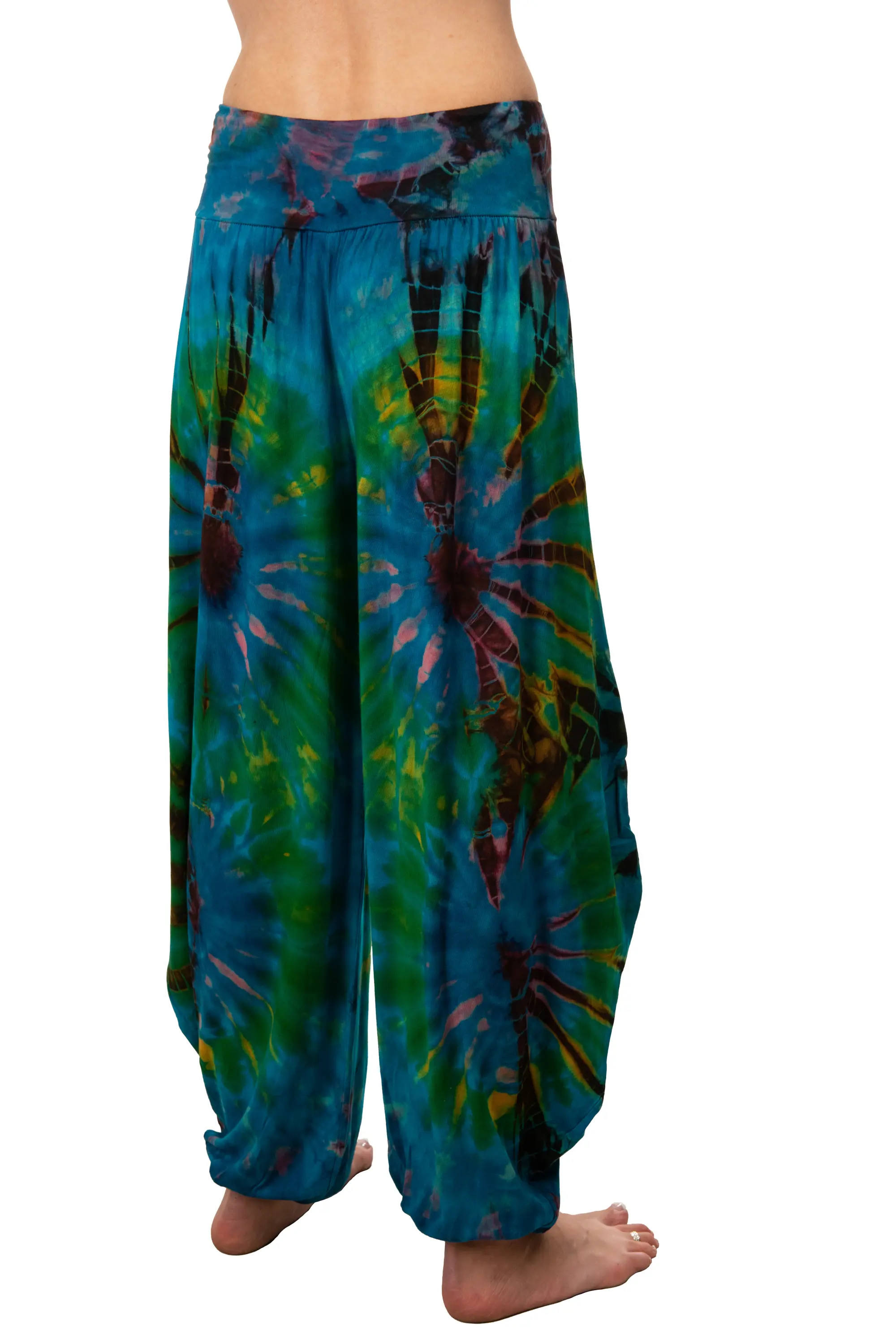 Tie Dye Wide Leg Rayon Pants: Boho Hippie Festival Style