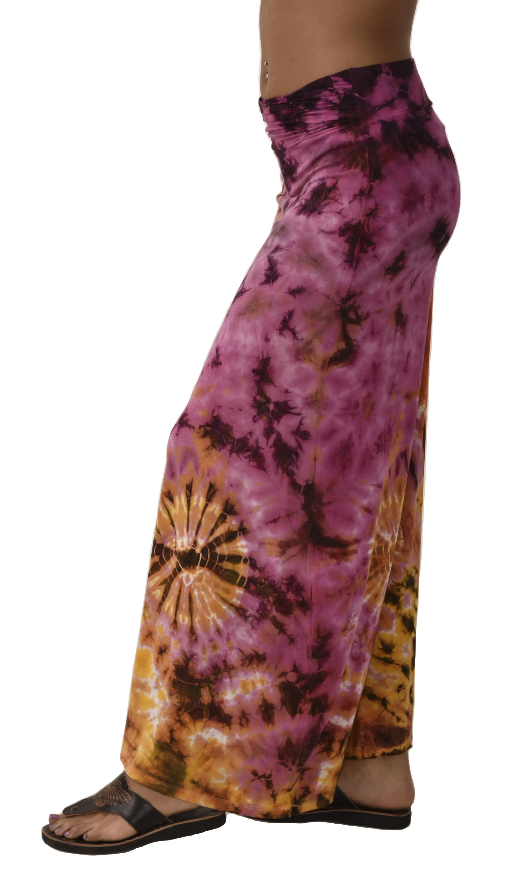 Skirt A-line Midi reverse Tie Dye Ikat style hand painted Thai Mudmee on quality silky Spandex Rayon blended fabric Boho Chic Festival Skirt