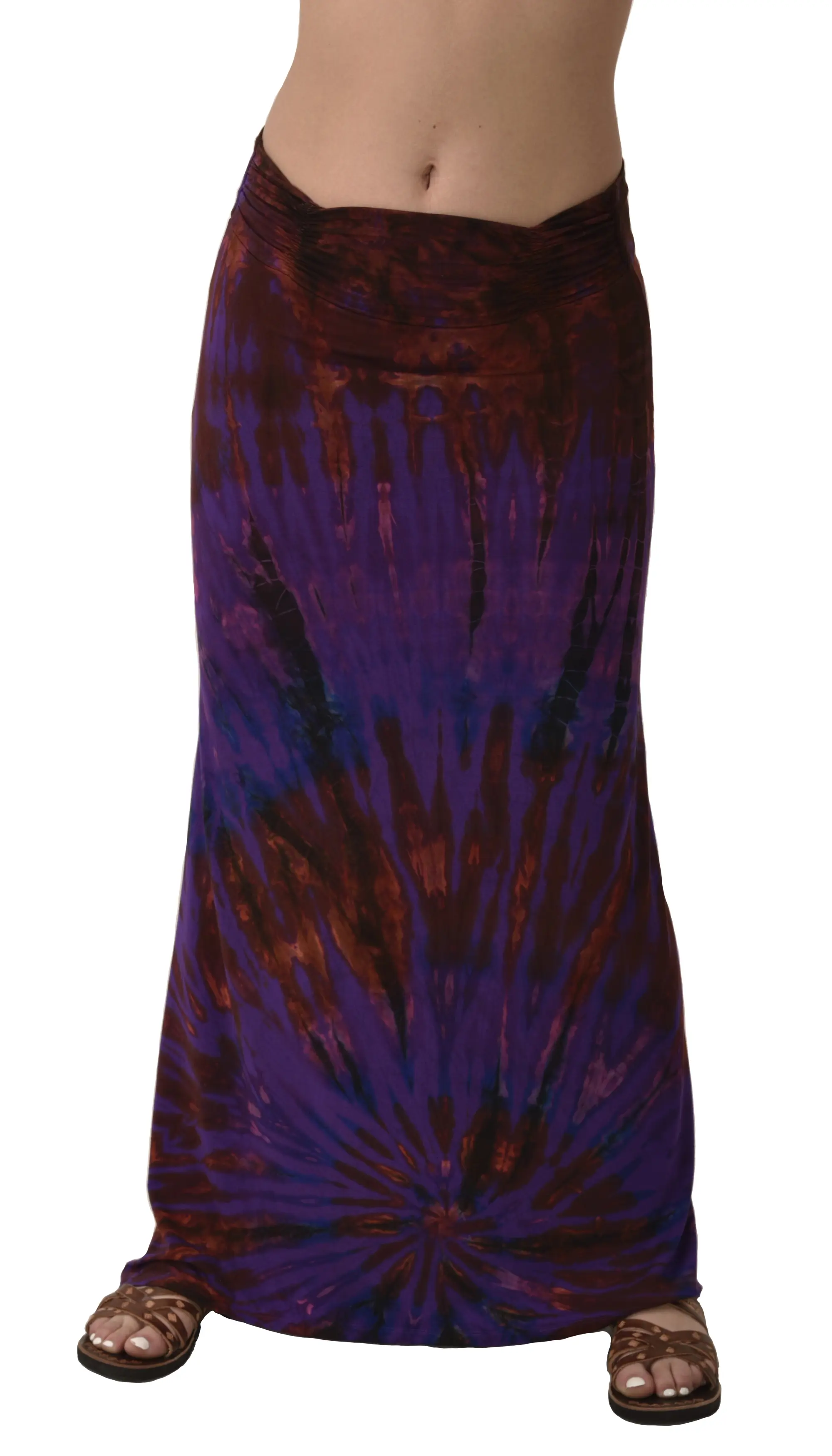 Skirt A-line Midi reverse Tie Dye Ikat style hand painted Thai Mudmee on quality silky Spandex Rayon blended fabric Boho Chic Festival Skirt