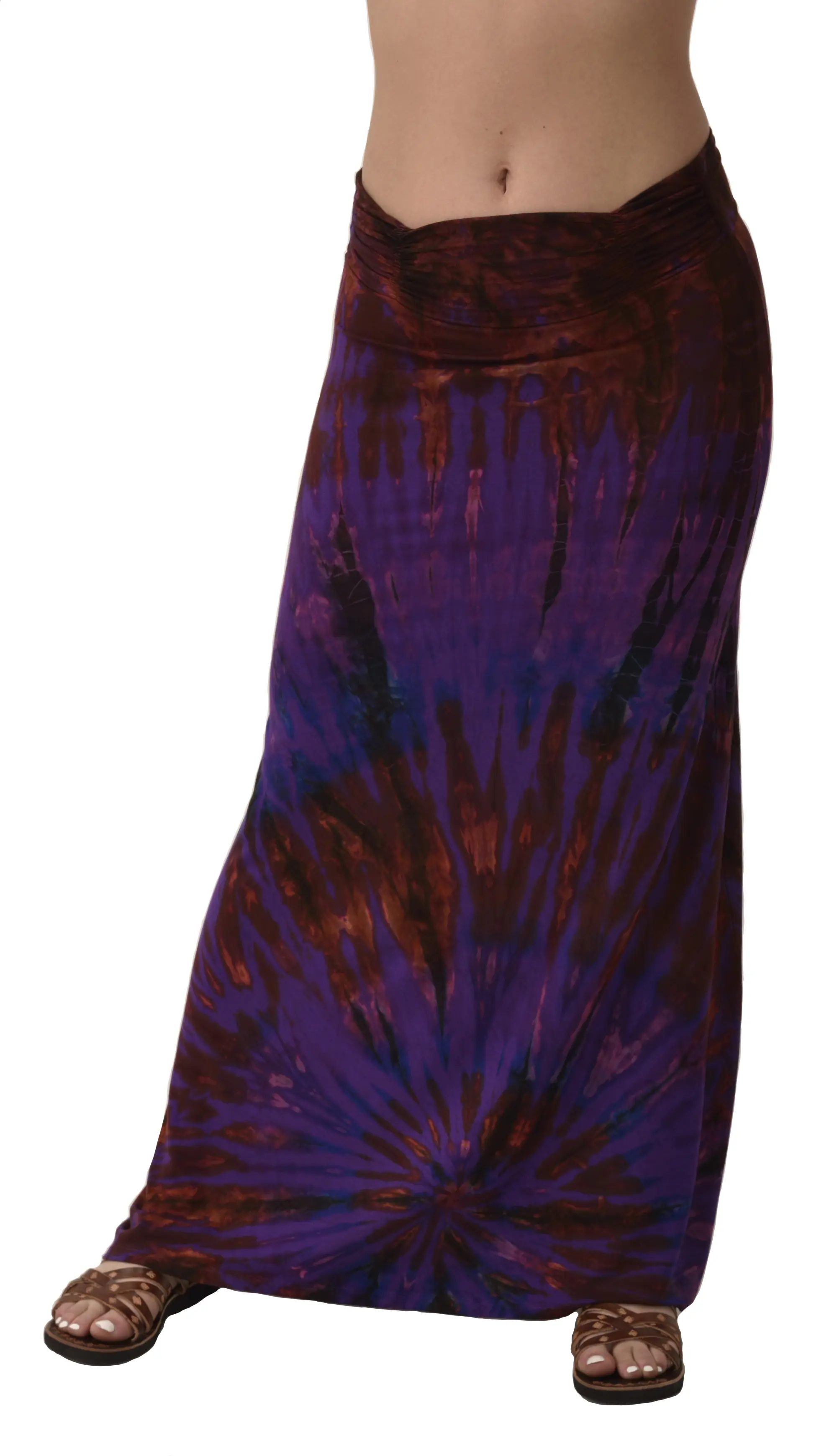 Skirt A-line Midi reverse Tie Dye Ikat style hand painted Thai Mudmee on quality silky Spandex Rayon blended fabric Boho Chic Festival Skirt